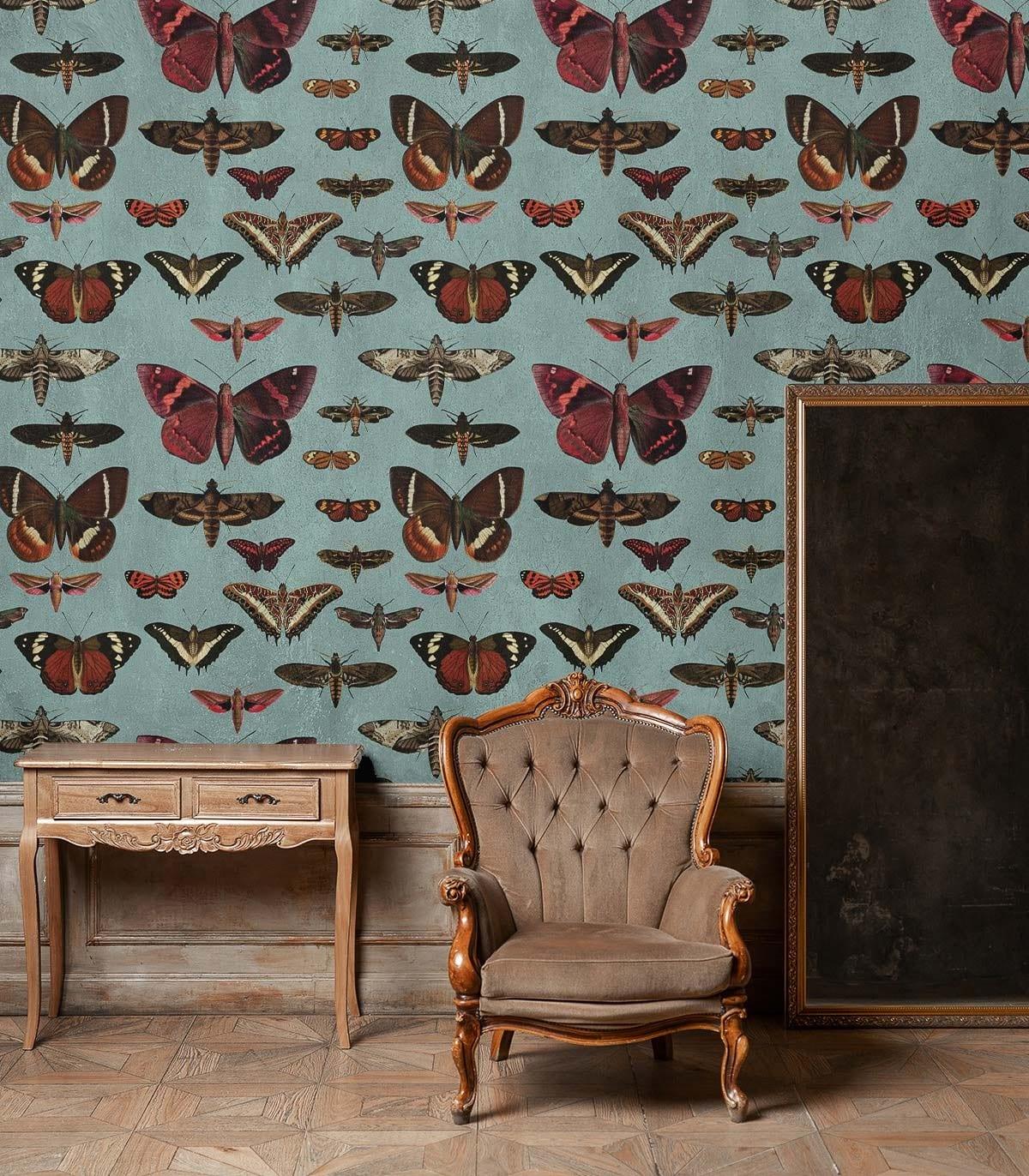 Tapeta BUTTERFLIES TURQUOISE Wallcolors    Eye on Design