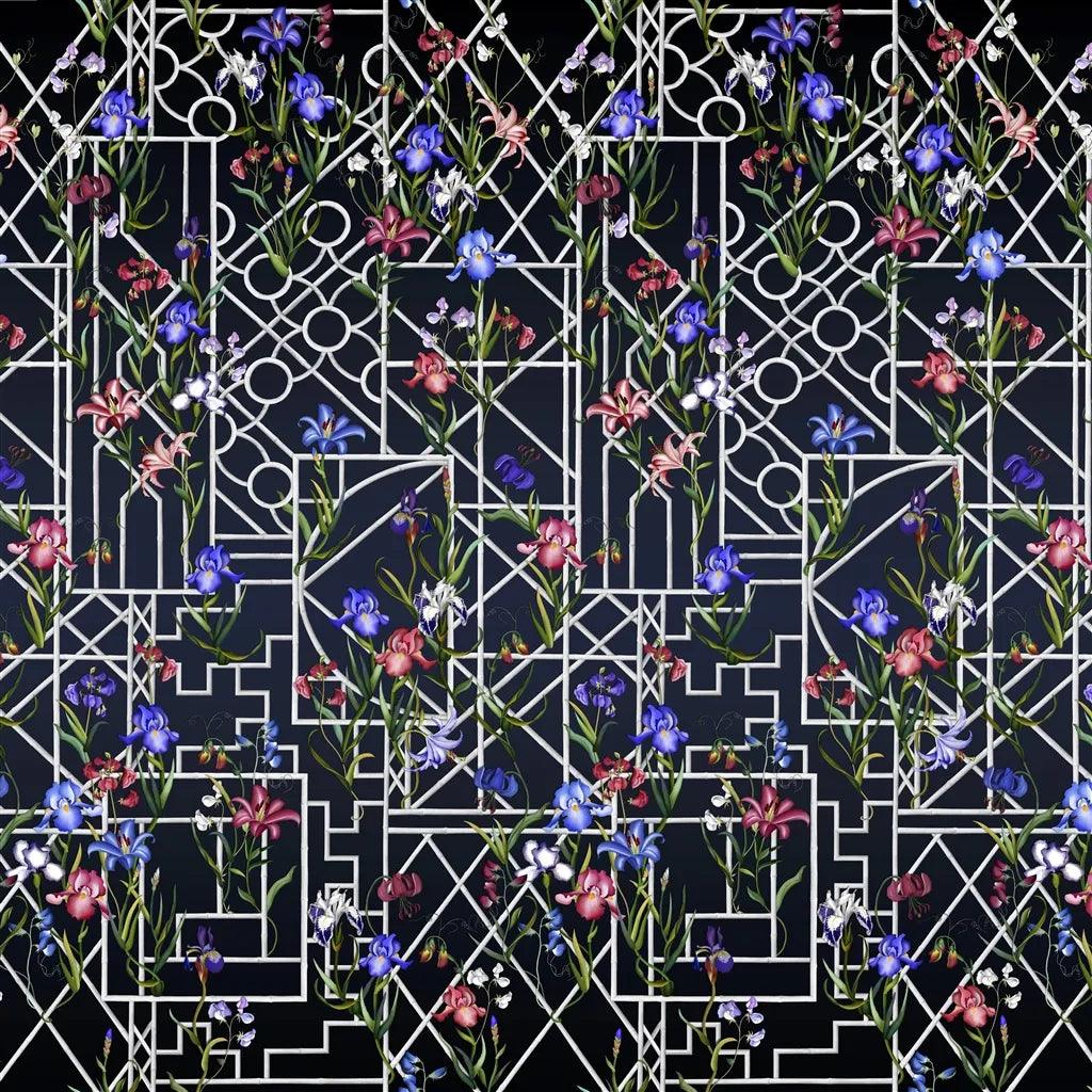 Tapeta FRETWORK GARDEN PANORAMIC INDIGO czarny Christian Lacroix    Eye on Design