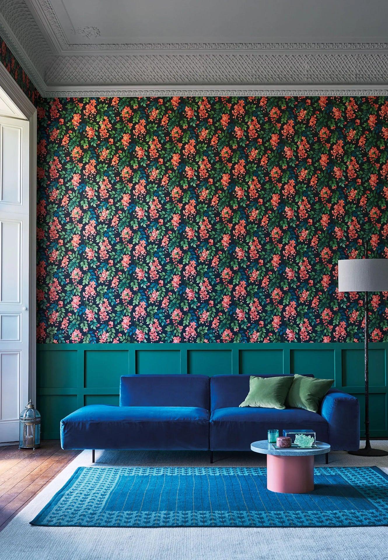 Tapeta SEVILLE - Bougainvillea czerwony na czerni Cole & Son    Eye on Design