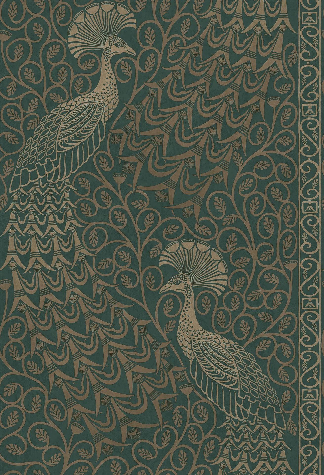 Tapeta THE PEARWOOD COLLECTION - Pavo Parade złoto na zieleni Cole & Son    Eye on Design