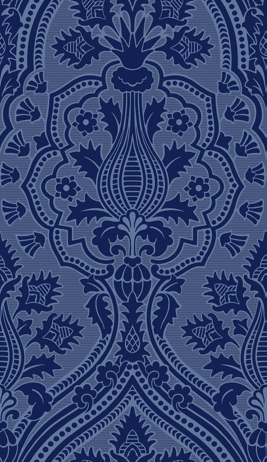 Tapeta THE PEARWOOD COLLECTION - Pugin Palace Flock niebieski Cole & Son    Eye on Design