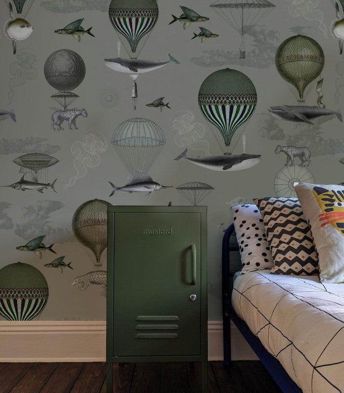 Tapeta VINTAGE BALLOONS zielony Wallcolors    Eye on Design