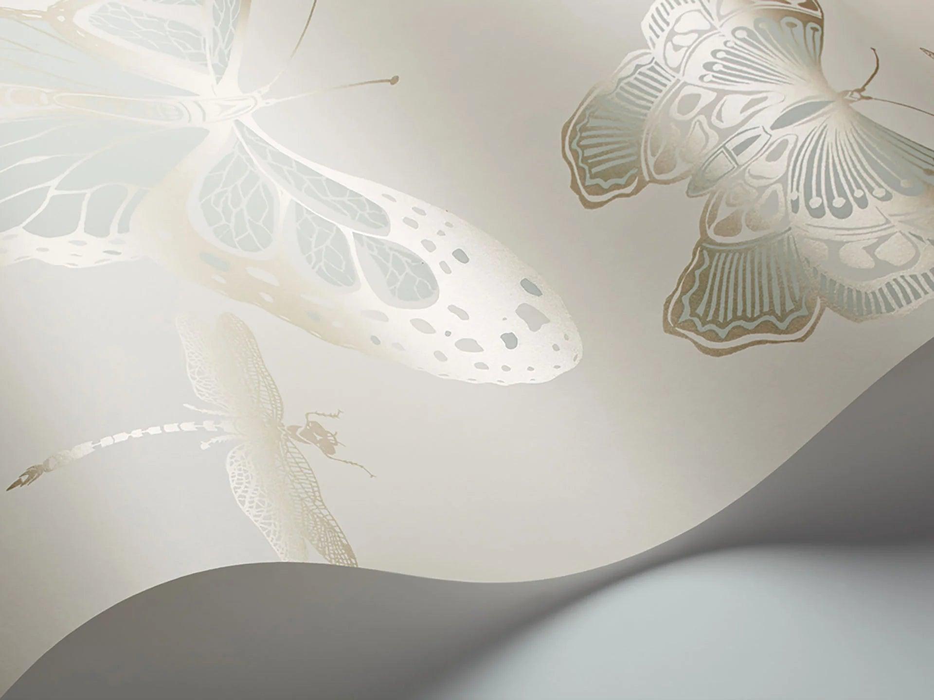 Tapeta WHIMSICAL - Butterflies & Dragonflies zielony na kremie Cole & Son    Eye on Design