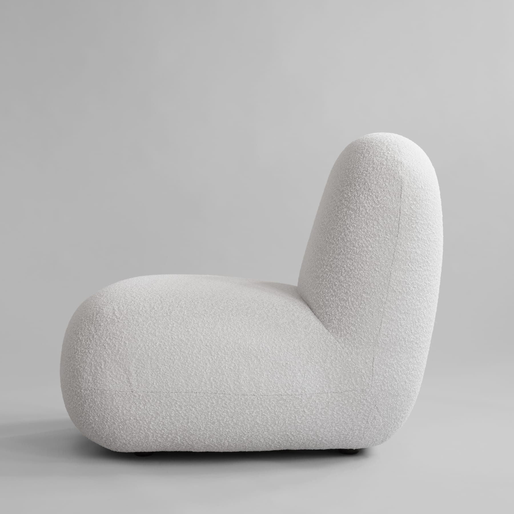 TOE FLAT armchair without armrests in white bouclé