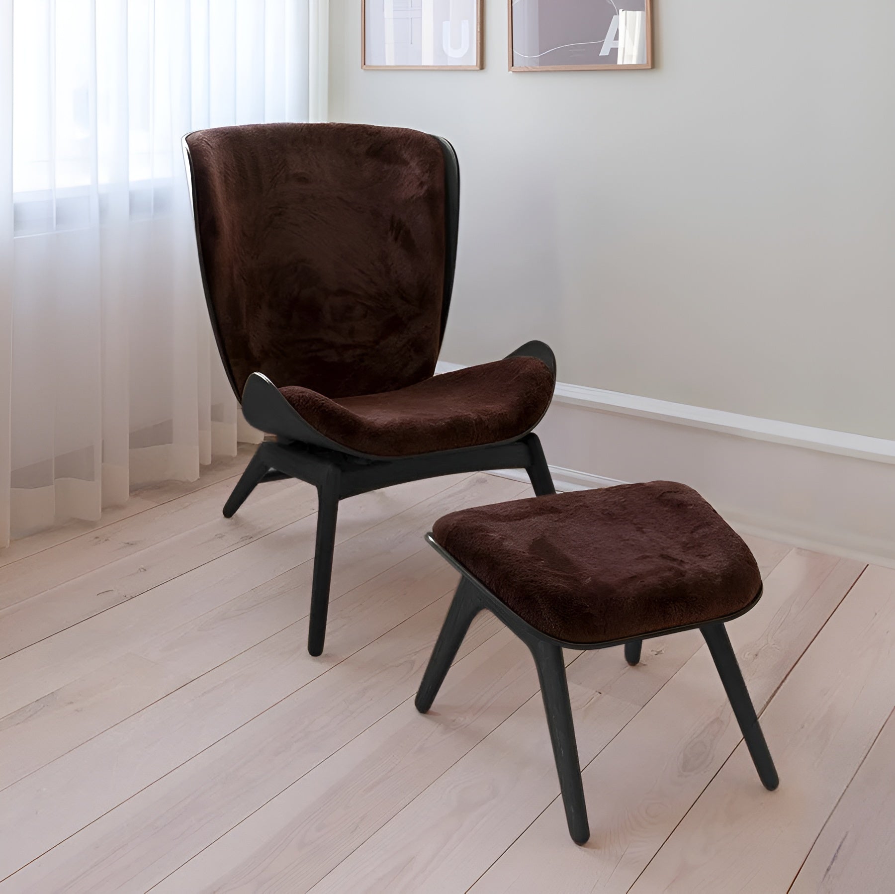 Sessel READER braunes Leder mit schwarzem Gestell