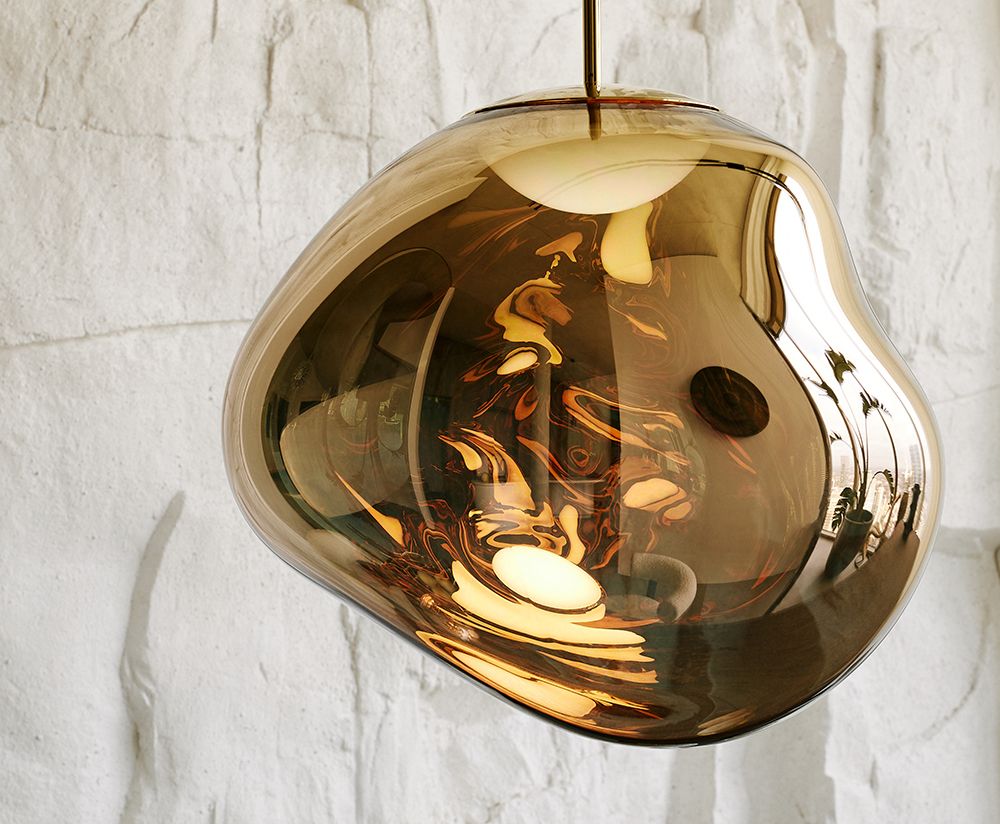 Melt round hanging lamp gold