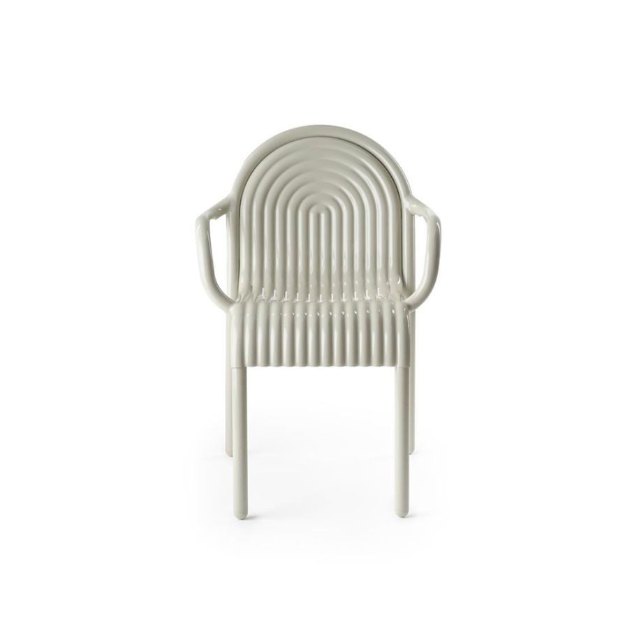 Chair with armrests outer groove broken white