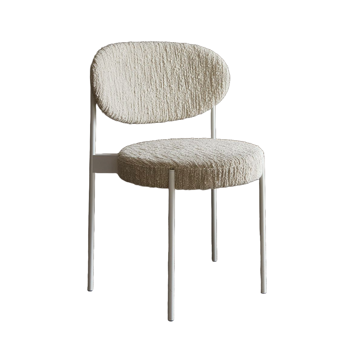Krzesło w tkaninie boucle SERIES 430 kremowe z białą podstawą Verpan    Eye on Design