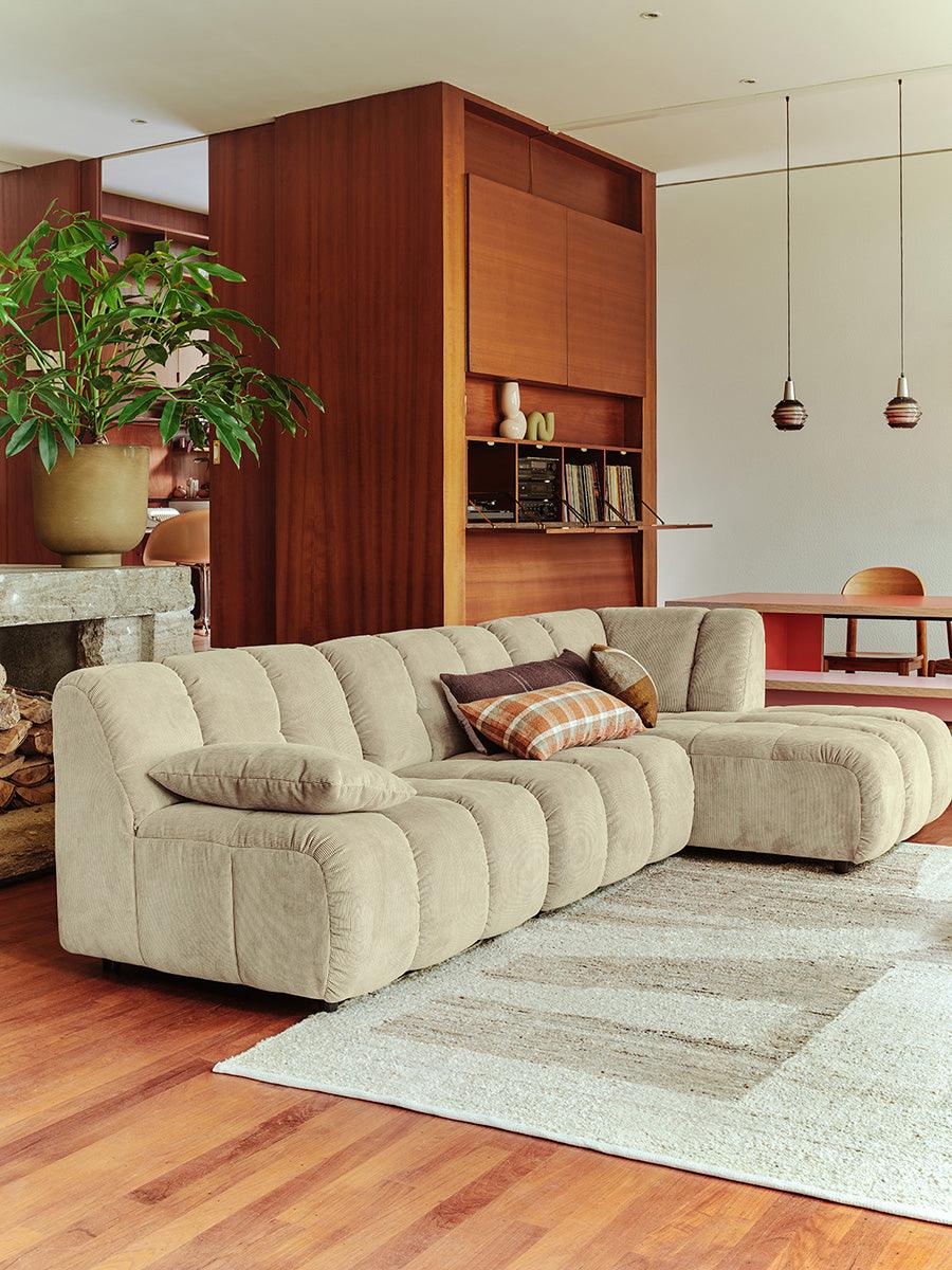 Sofa modułowa WAVE - element lewy z podłokietnikiem kremowy sztruks HKliving    Eye on Design