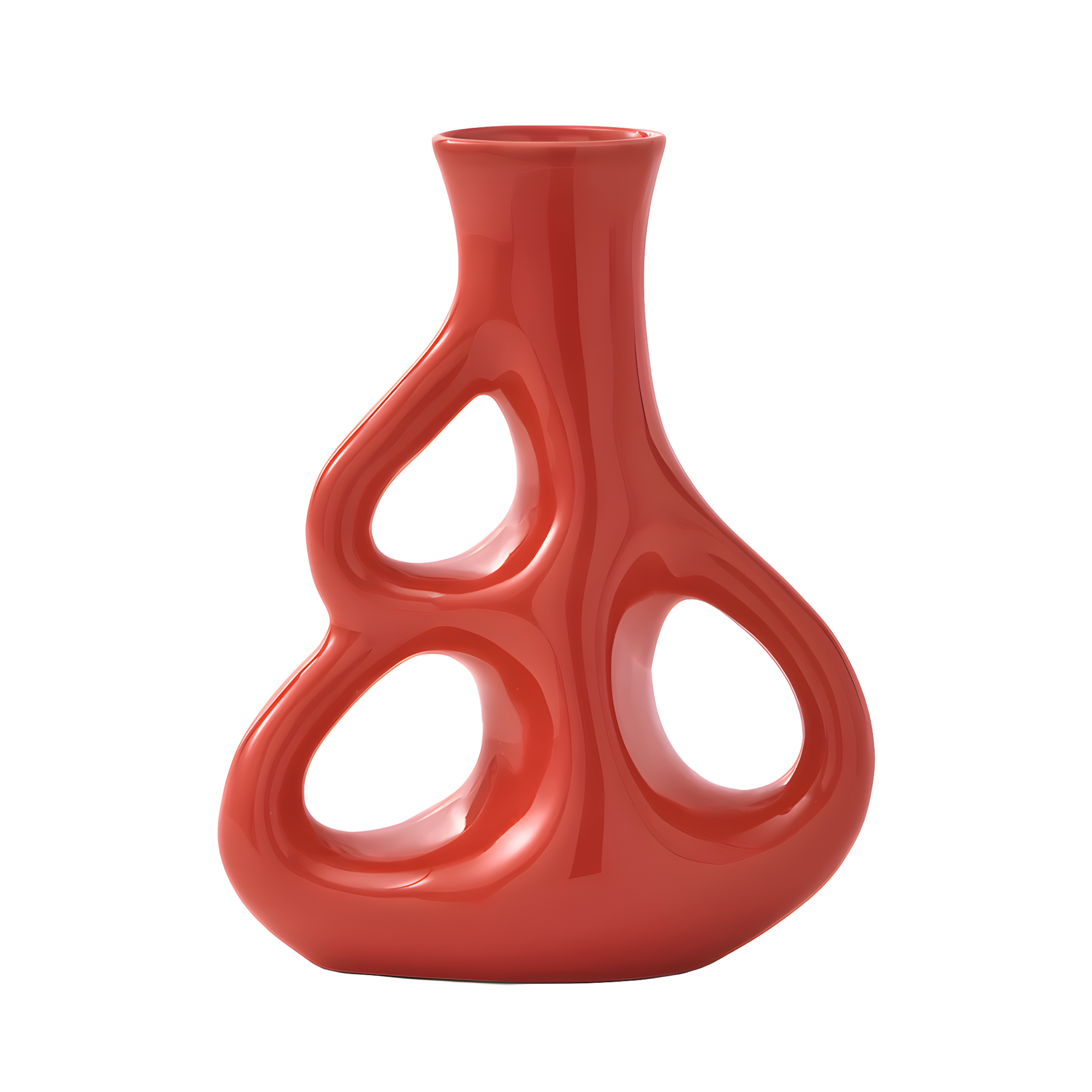 THREE EARS coral red vase