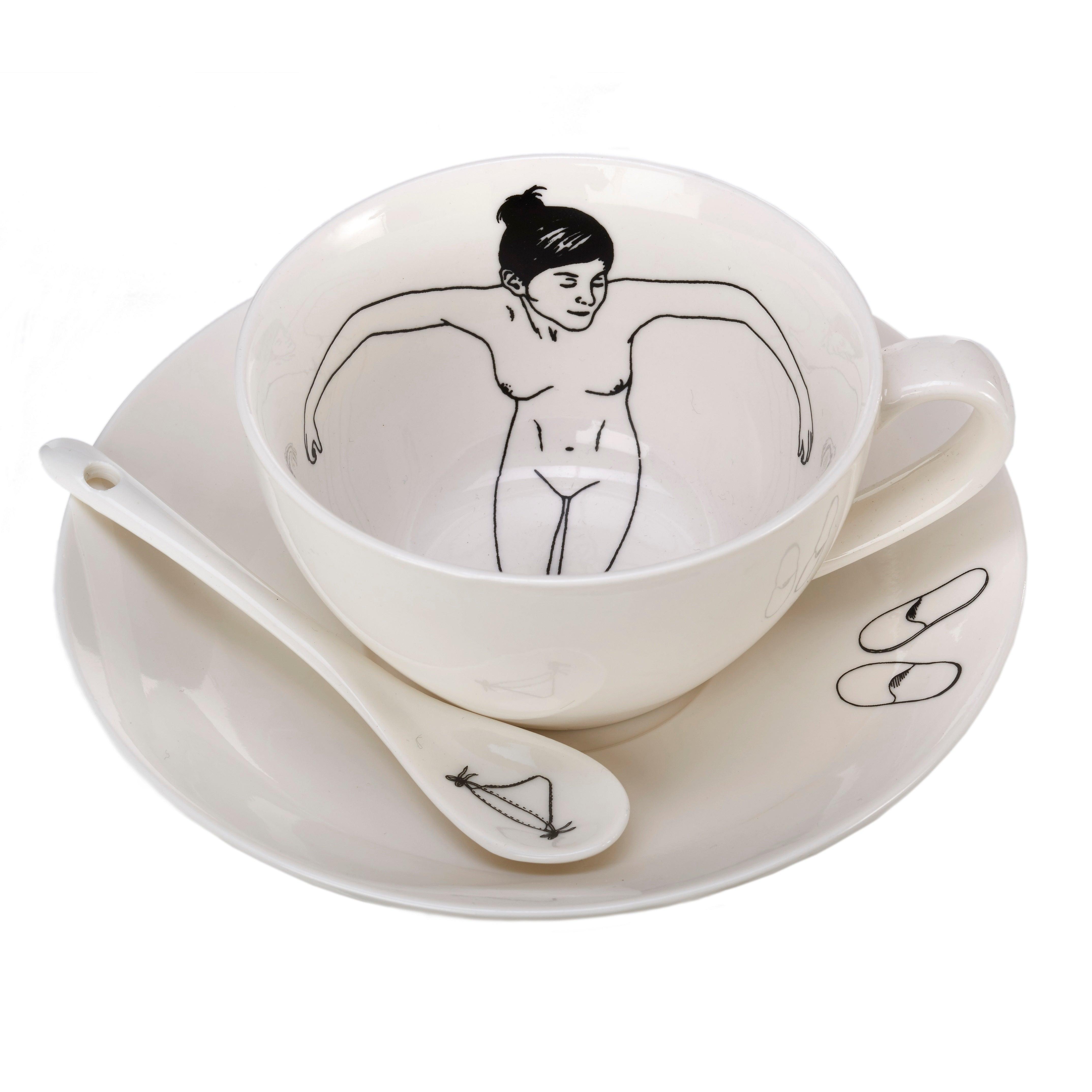 Zestaw filiżanek UNDRESSED biała porcelana Pols Potten    Eye on Design