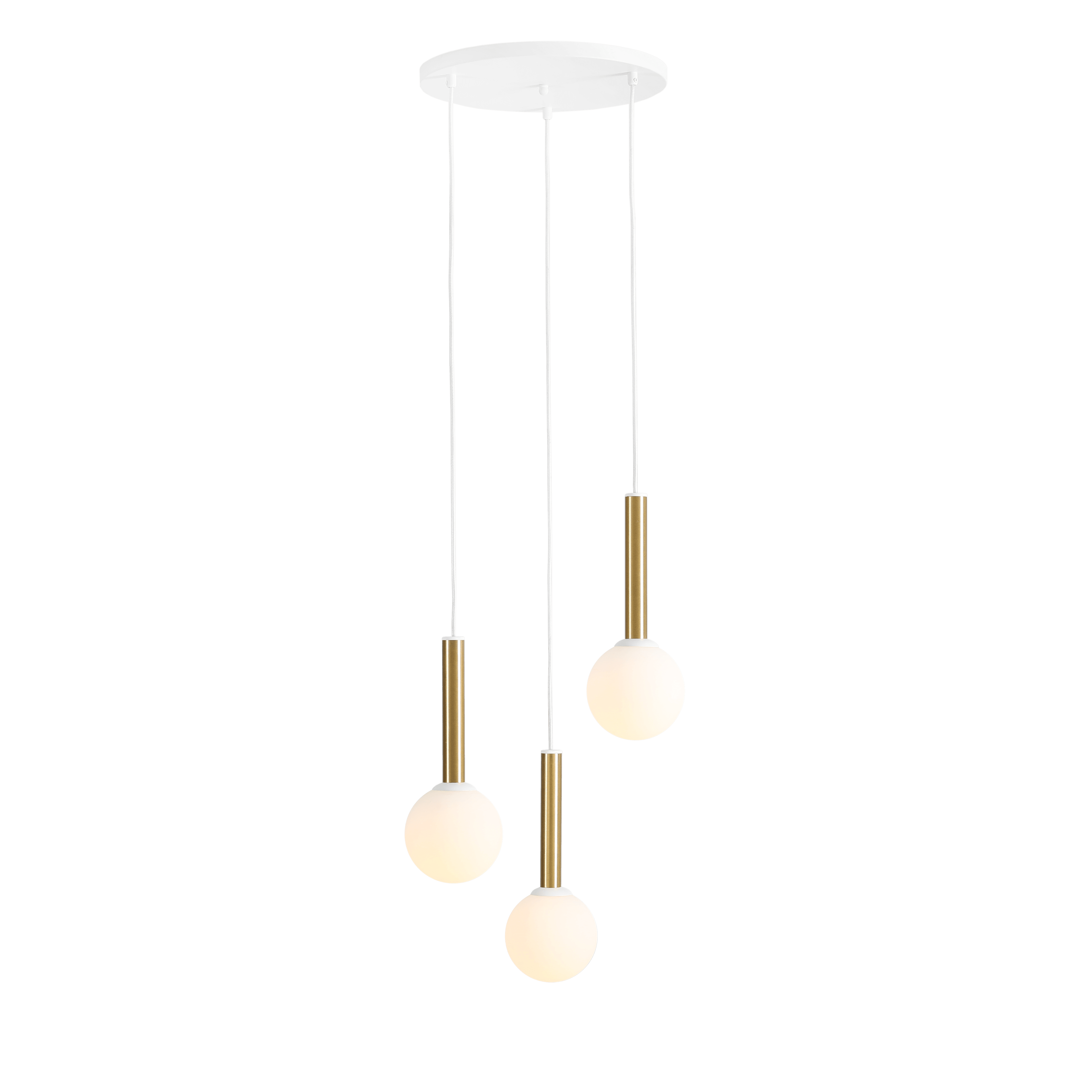 Lampa wisząca RINN TRIO biały z mosiężnym wykończeniem Artera    Eye on Design
