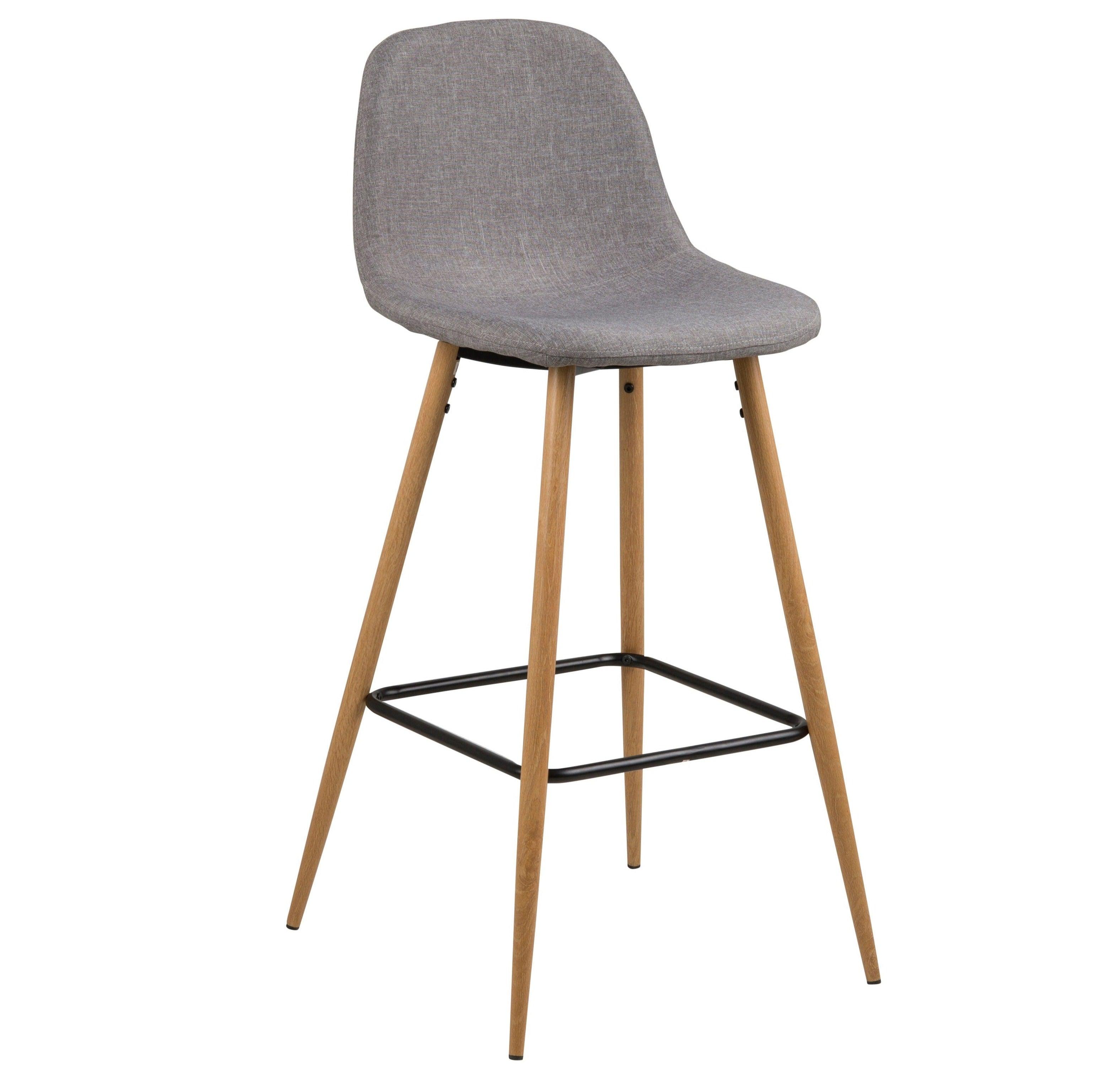 Krzesło barowe LIVIA jasnoszary z drewnianą podstawą Actona    Eye on Design
