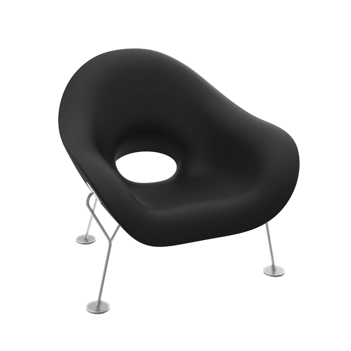 Fotel PUPA OUTDOOR czarny z podstawą chromowaną Qeeboo    Eye on Design