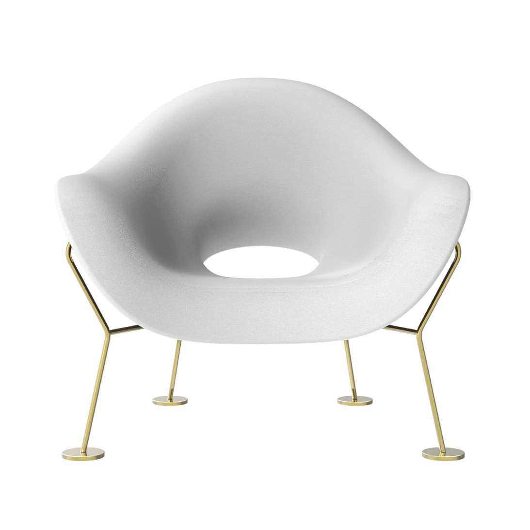 Fotel PUPA biały z podstawą mosiężną, QeeBoo, Eye on Design