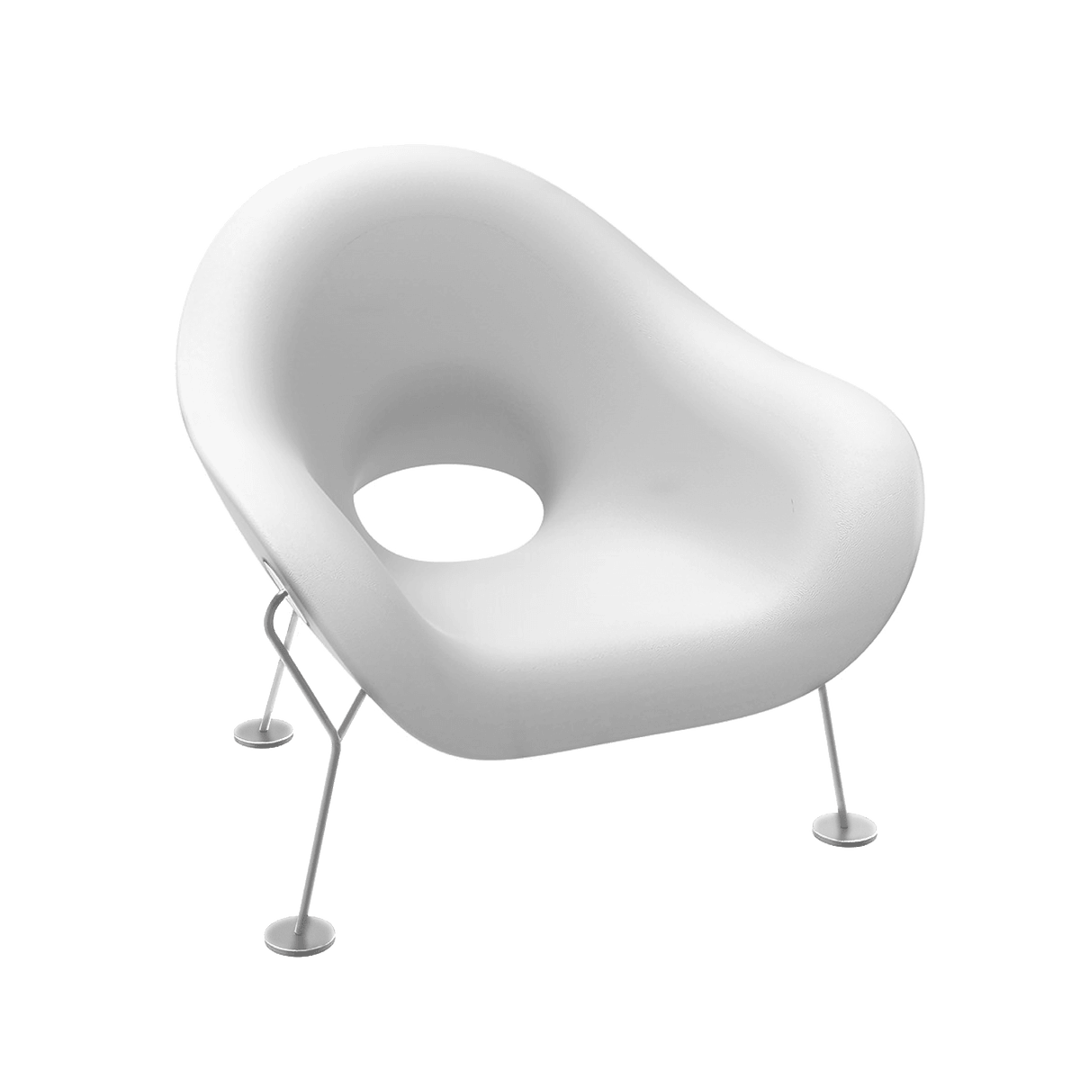 Fotel PUPA OUTDOOR biały z podstawą chromowaną Qeeboo    Eye on Design