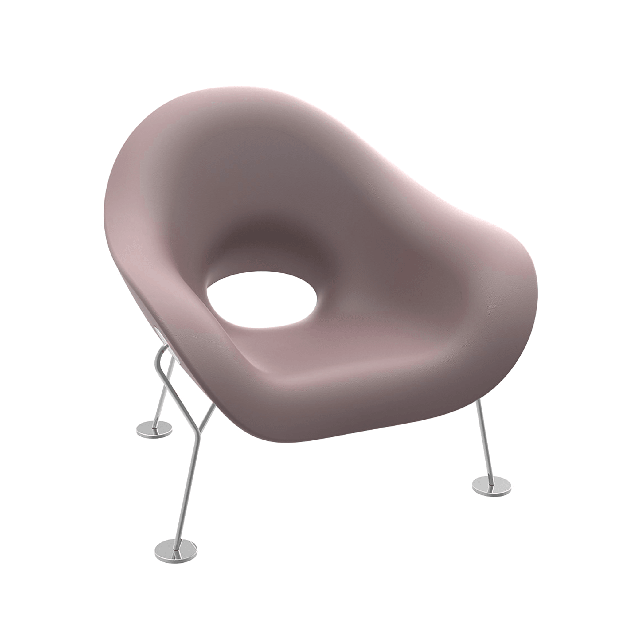 Fotel PUPA różowy z podstawą chromowaną Qeeboo    Eye on Design