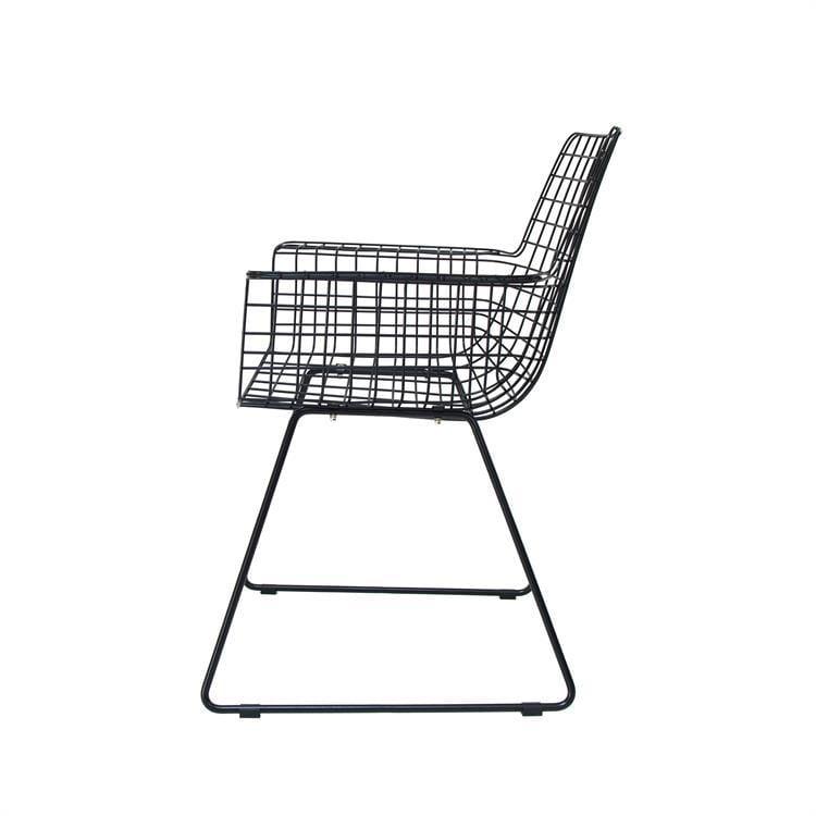 Krzesło z podłokietnikami WIRE czarny, HKliving, Eye on Design