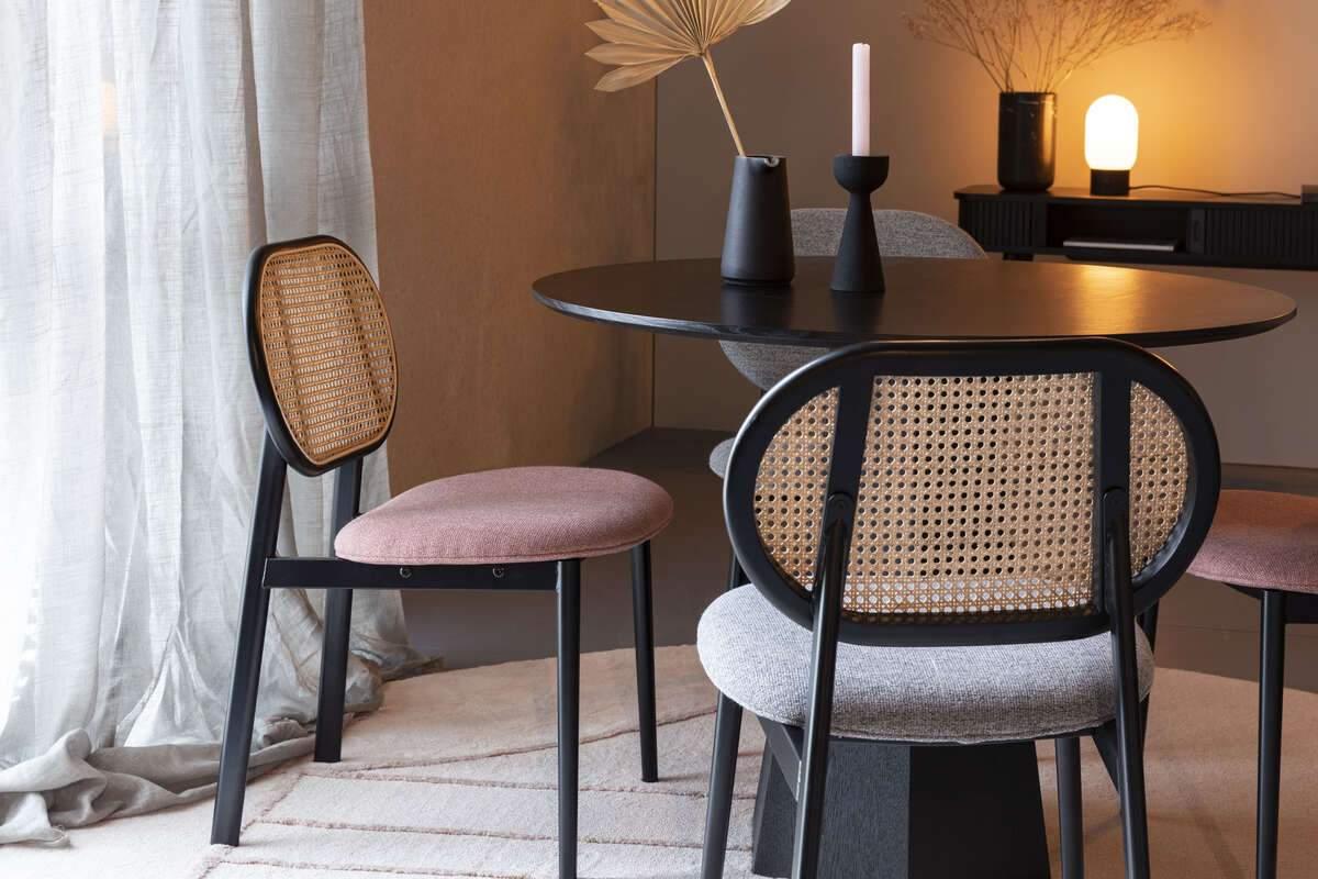 Krzesło SPIKE różowy z rattanowym oparciem Zuiver    Eye on Design