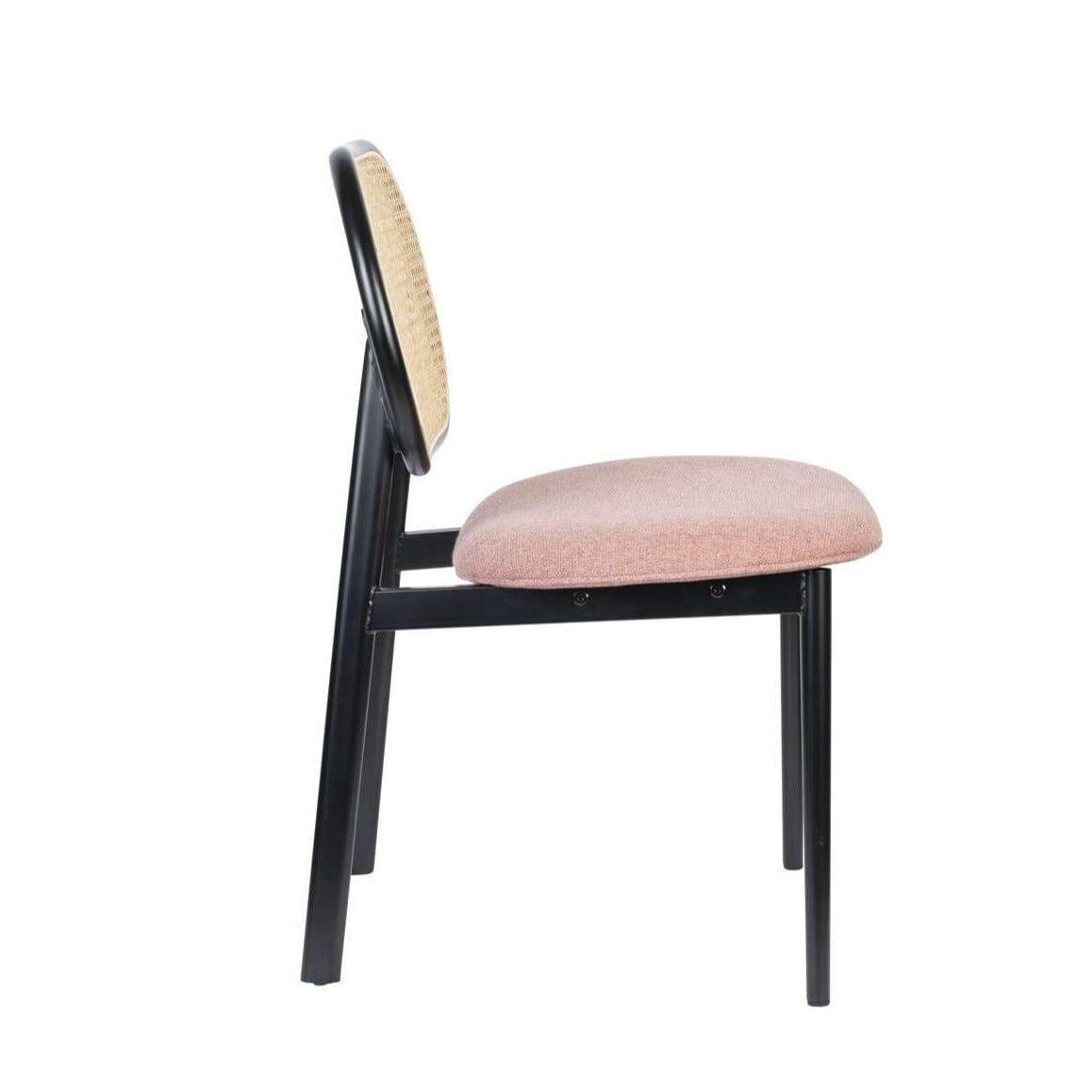 Krzesło SPIKE różowy z rattanowym oparciem Zuiver    Eye on Design