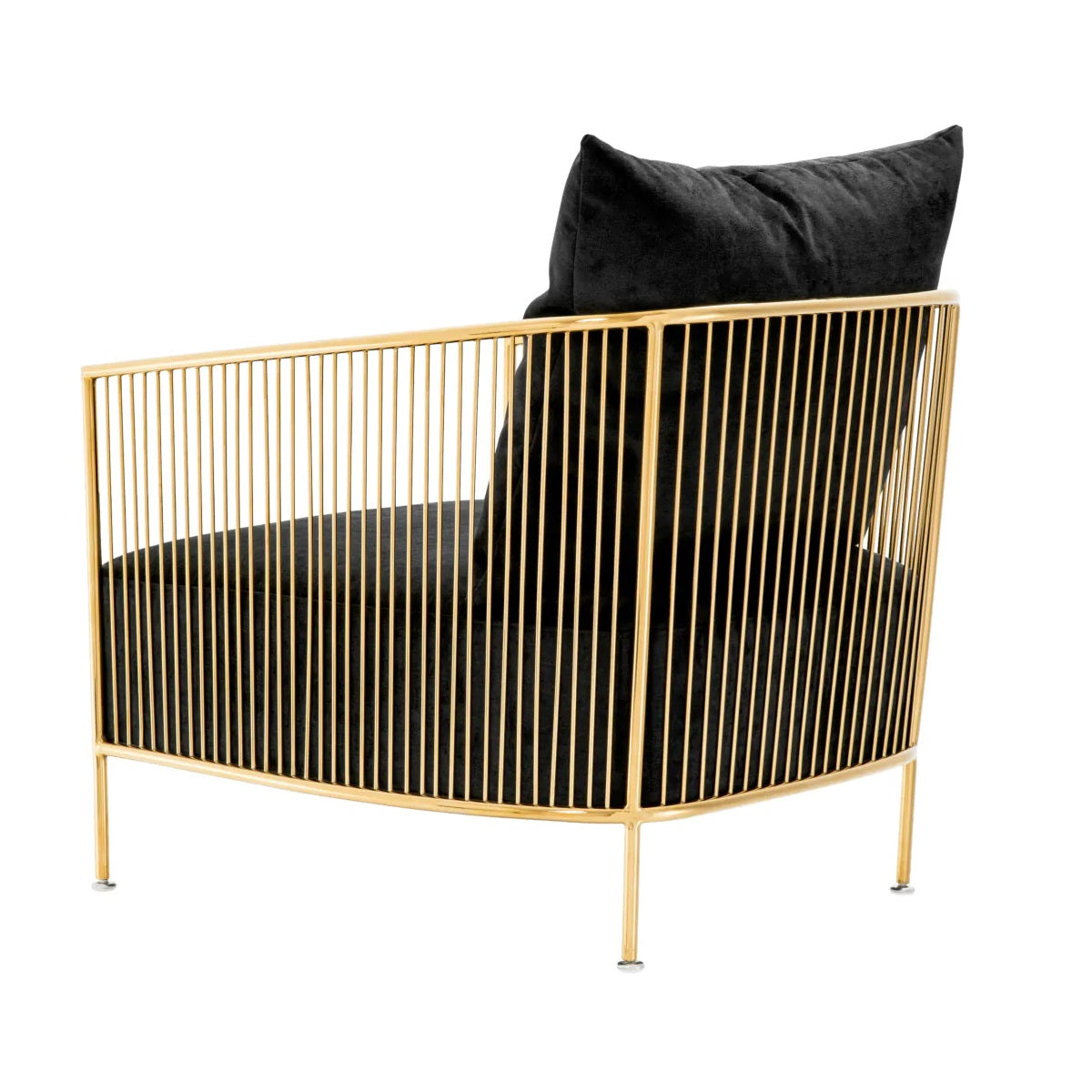 Fotel aksamitny KNOX czarny ze złotym wykończeniem Eichholtz    Eye on Design