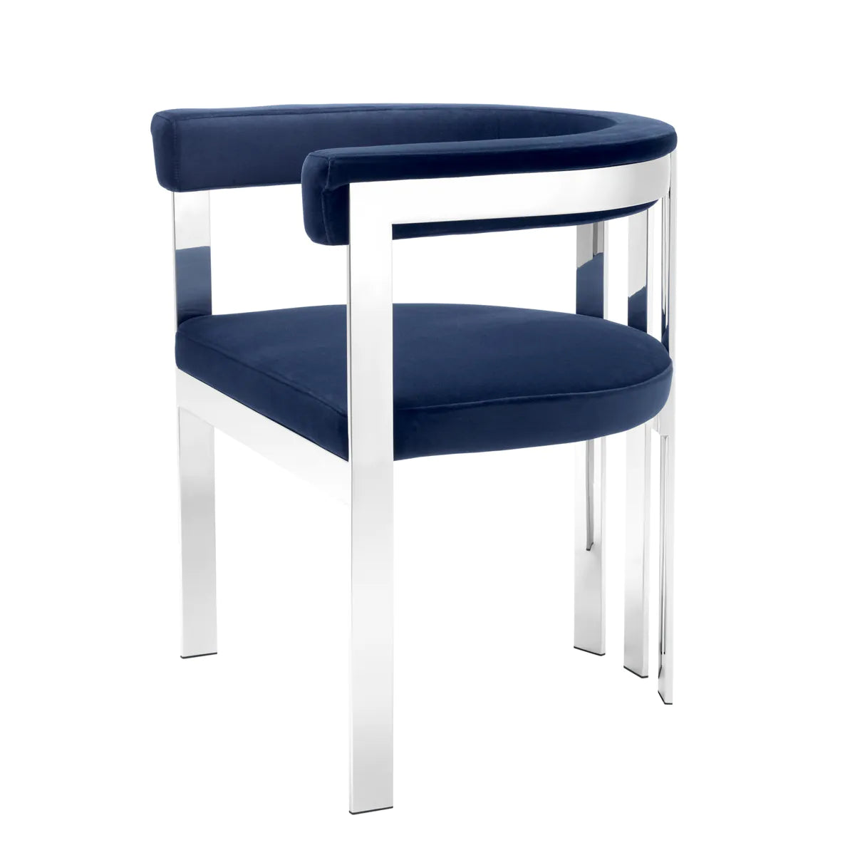 Krzesło aksamitne CLUBHOUSE granatowy ze stalową podstawą Eichholtz    Eye on Design