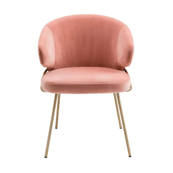 Krzesło aksamitne KINLEY różowy z mosiężnym wykończeniem Eichholtz    Eye on Design
