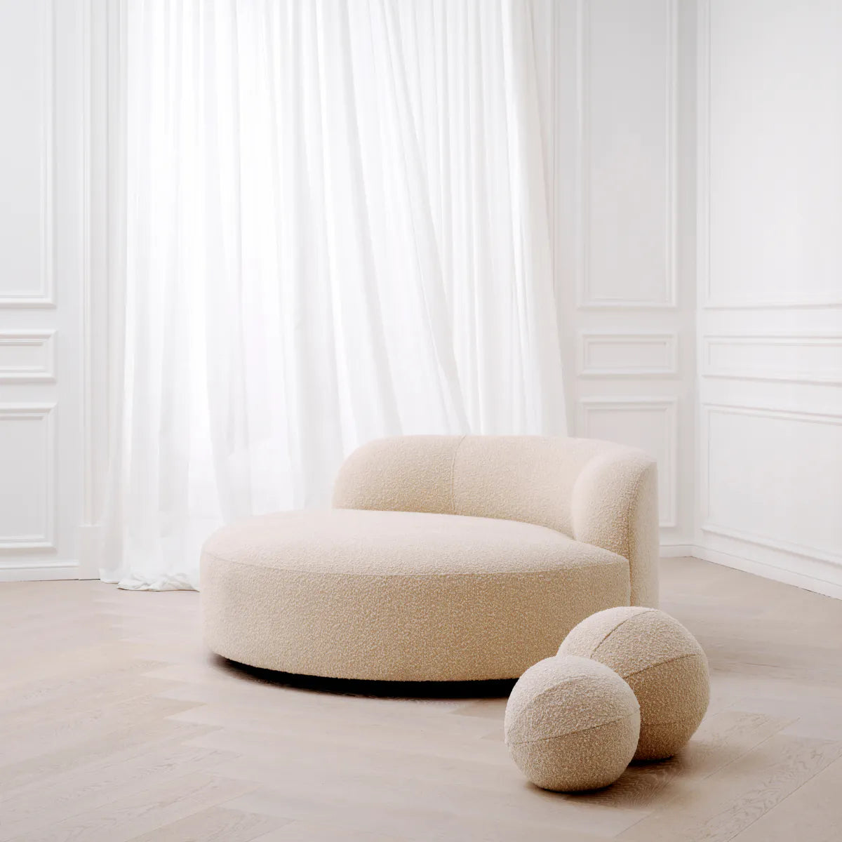 Sofa okrągła w tkaninie boucle BJÖRN kremowy Eichholtz    Eye on Design