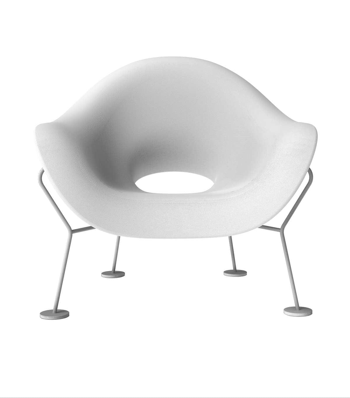 Fotel PUPA biały z podstawą chromowaną Qeeboo    Eye on Design