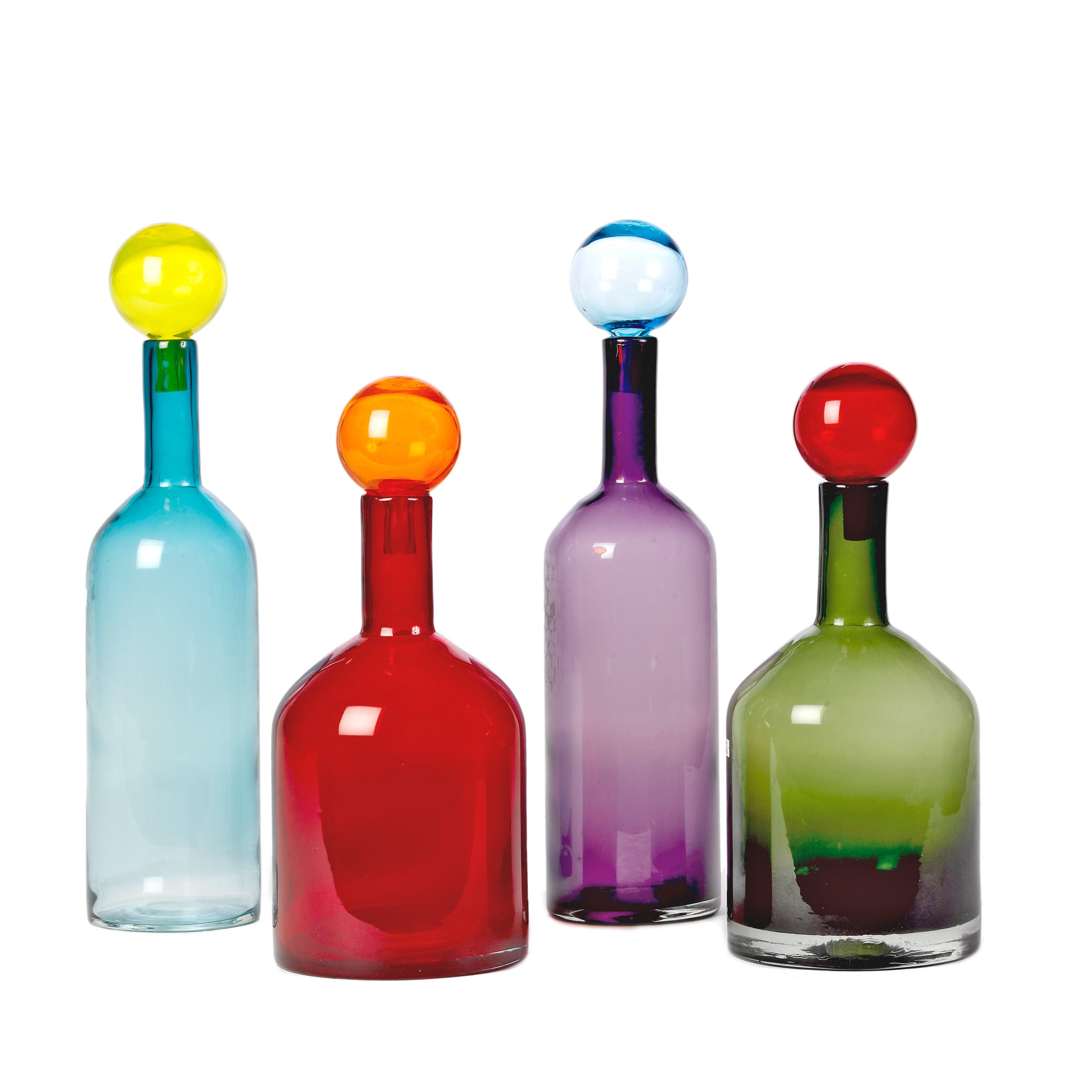 Zestaw butelek BUBBLES AND BOTTLES kolorowe szkło Pols Potten Ø18 x 33 cm / Ø13 x 44 cm   Eye on Design