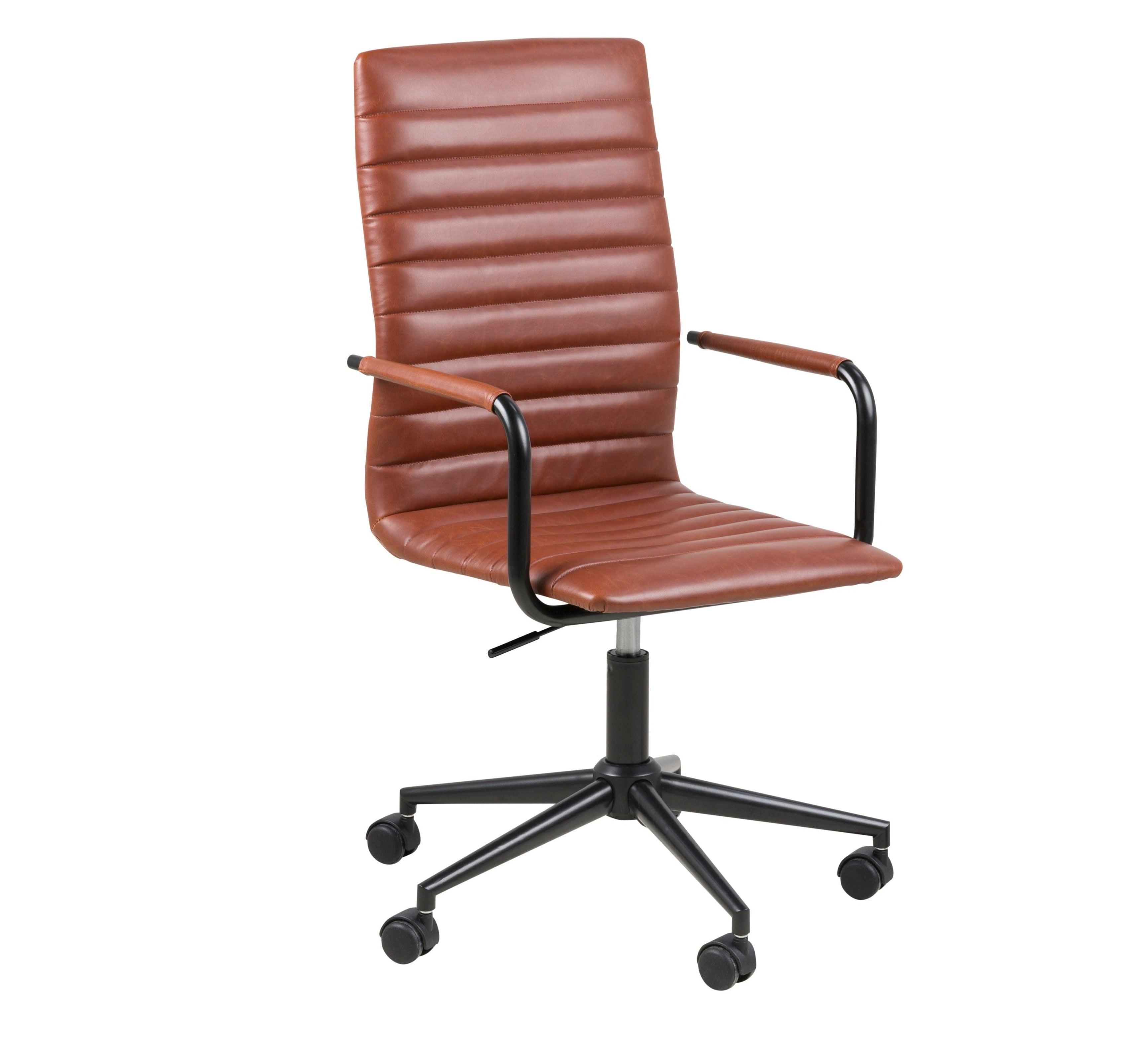 Krzesło biurowe NIKLAS brandy ekoskóra z czarną podstawą Actona    Eye on Design