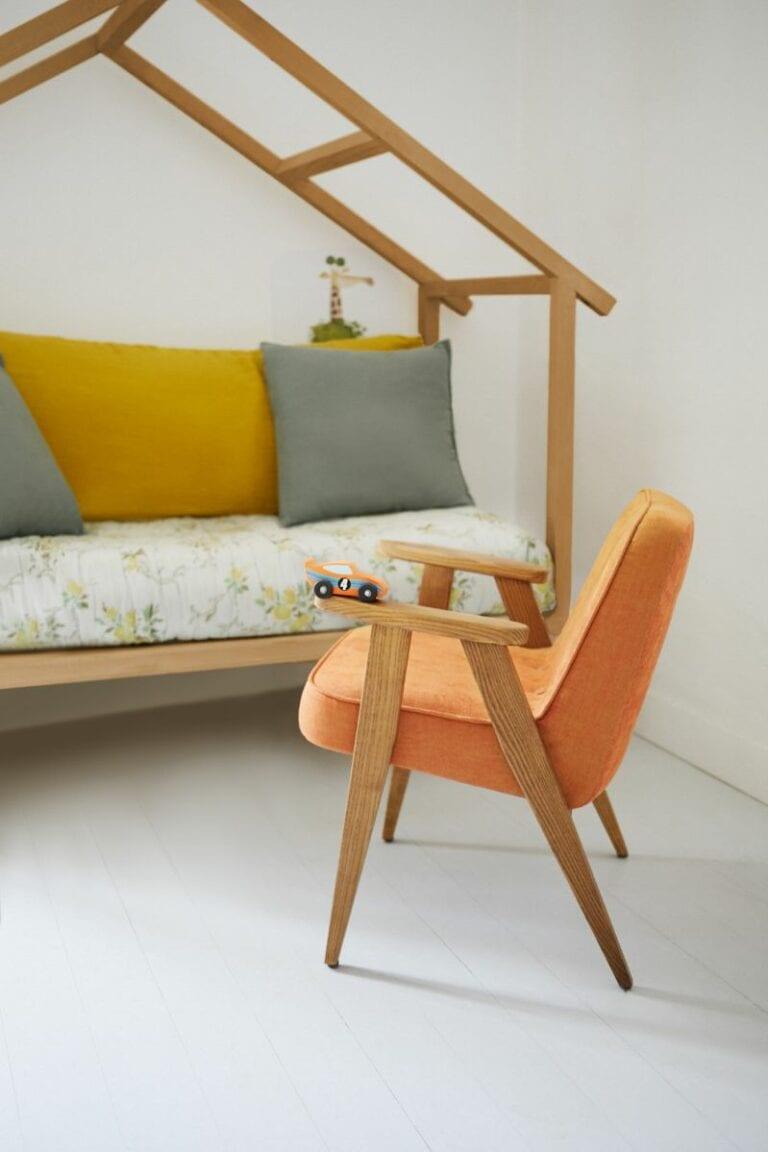 Fotel 366 JUNIOR żółty w tkaninie Marble Mustard 366 concept    Eye on Design