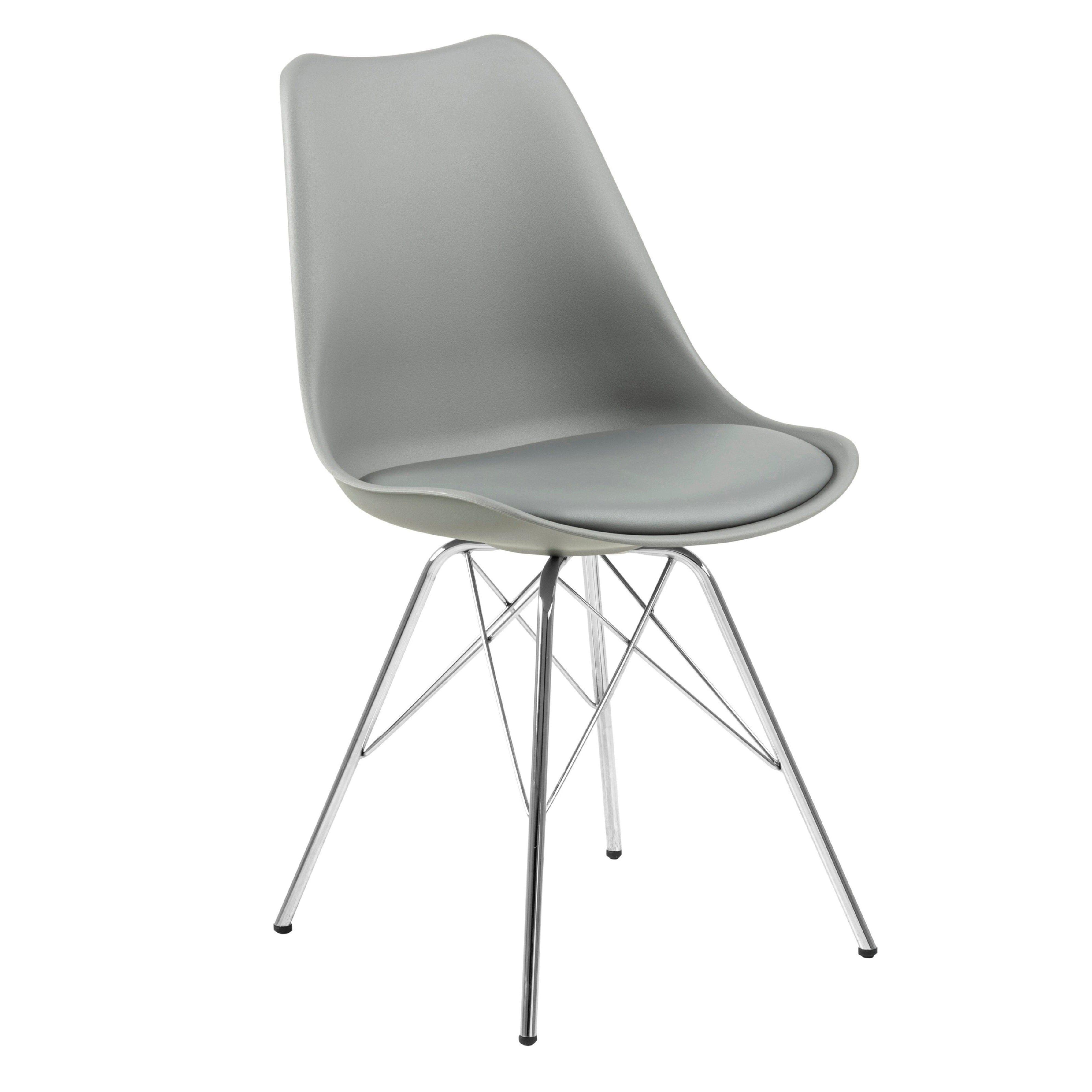 Krzesło NILS ekoskóra szary z chromowaną podstawą Actona    Eye on Design