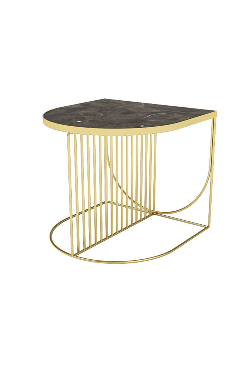 Stolik kawowy boczny SINO brązowy marmur ze złotą podstawą AYTM    Eye on Design
