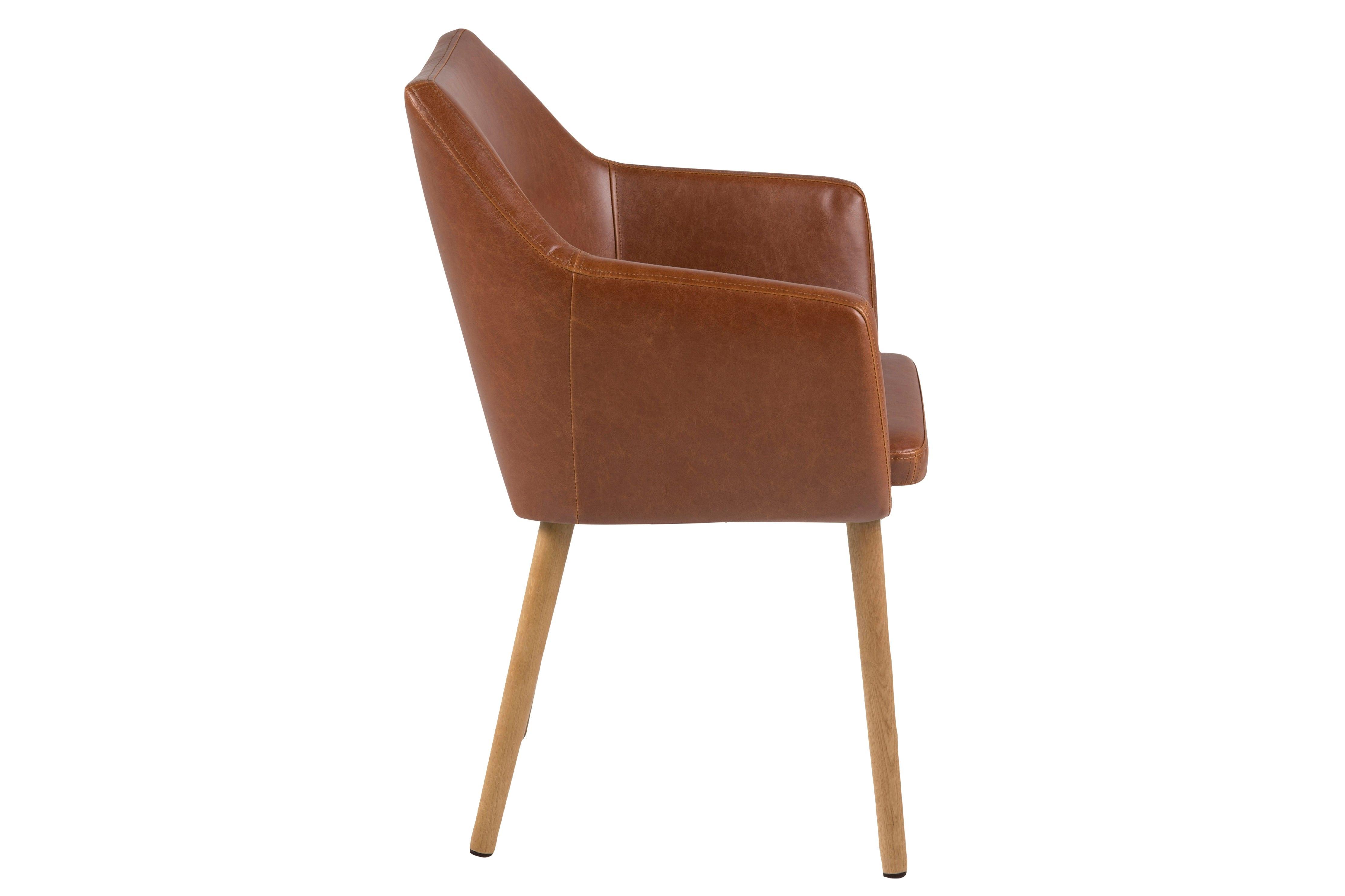 Krzesło MILAS brandy ekoskóra z drewnianą podstawą Actona    Eye on Design