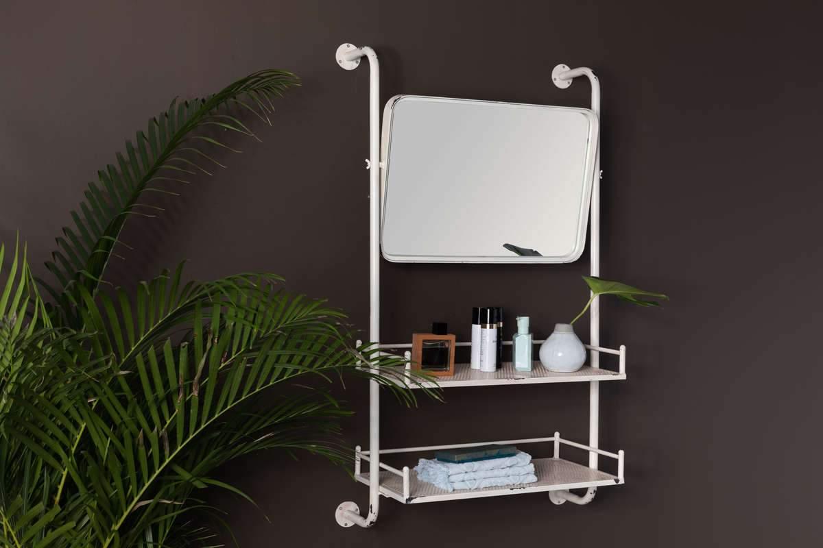 Półki wiszące z lustrem BARBER biały, Dutchbone, Eye on Design