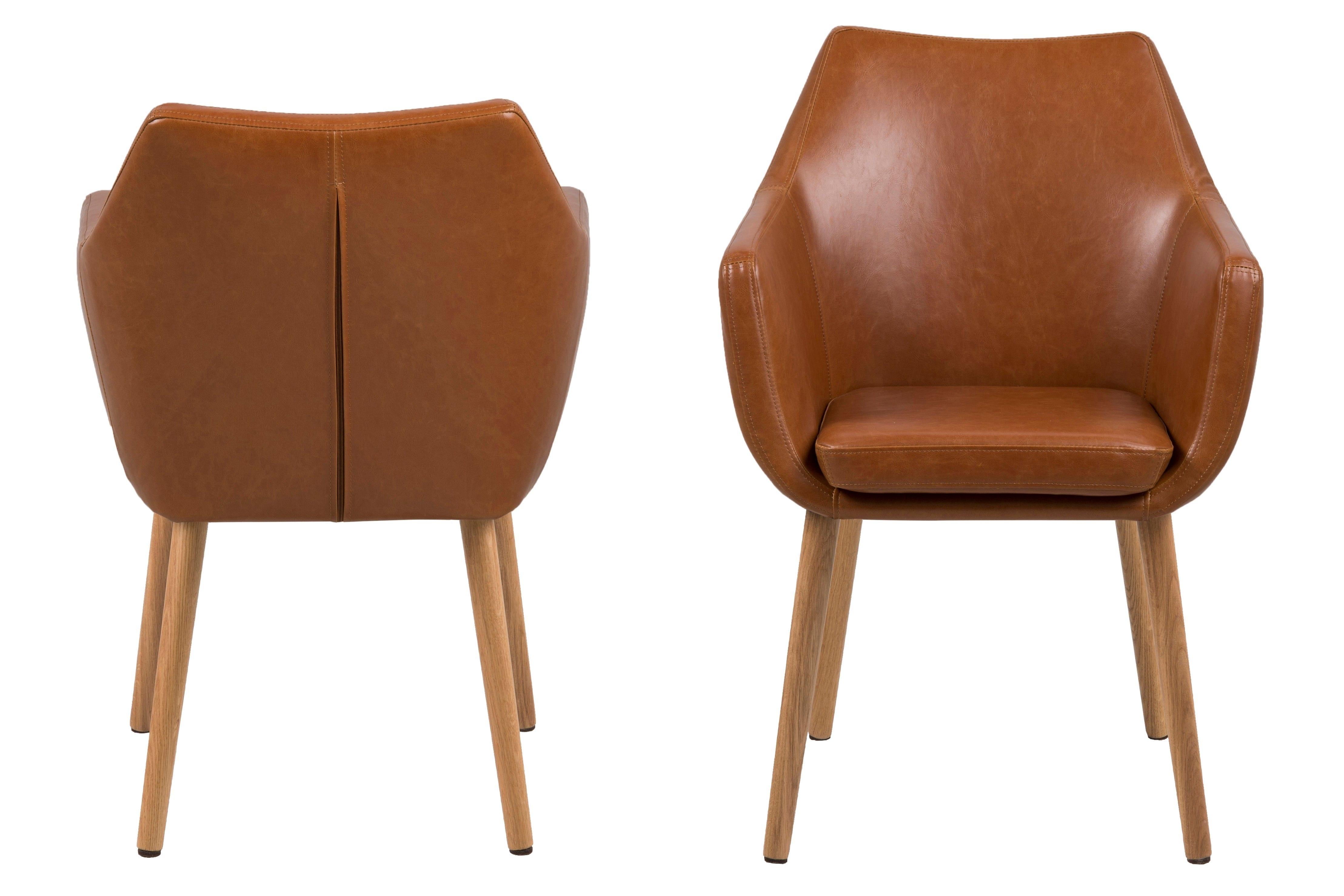 Krzesło MILAS brandy ekoskóra z drewnianą podstawą Actona    Eye on Design