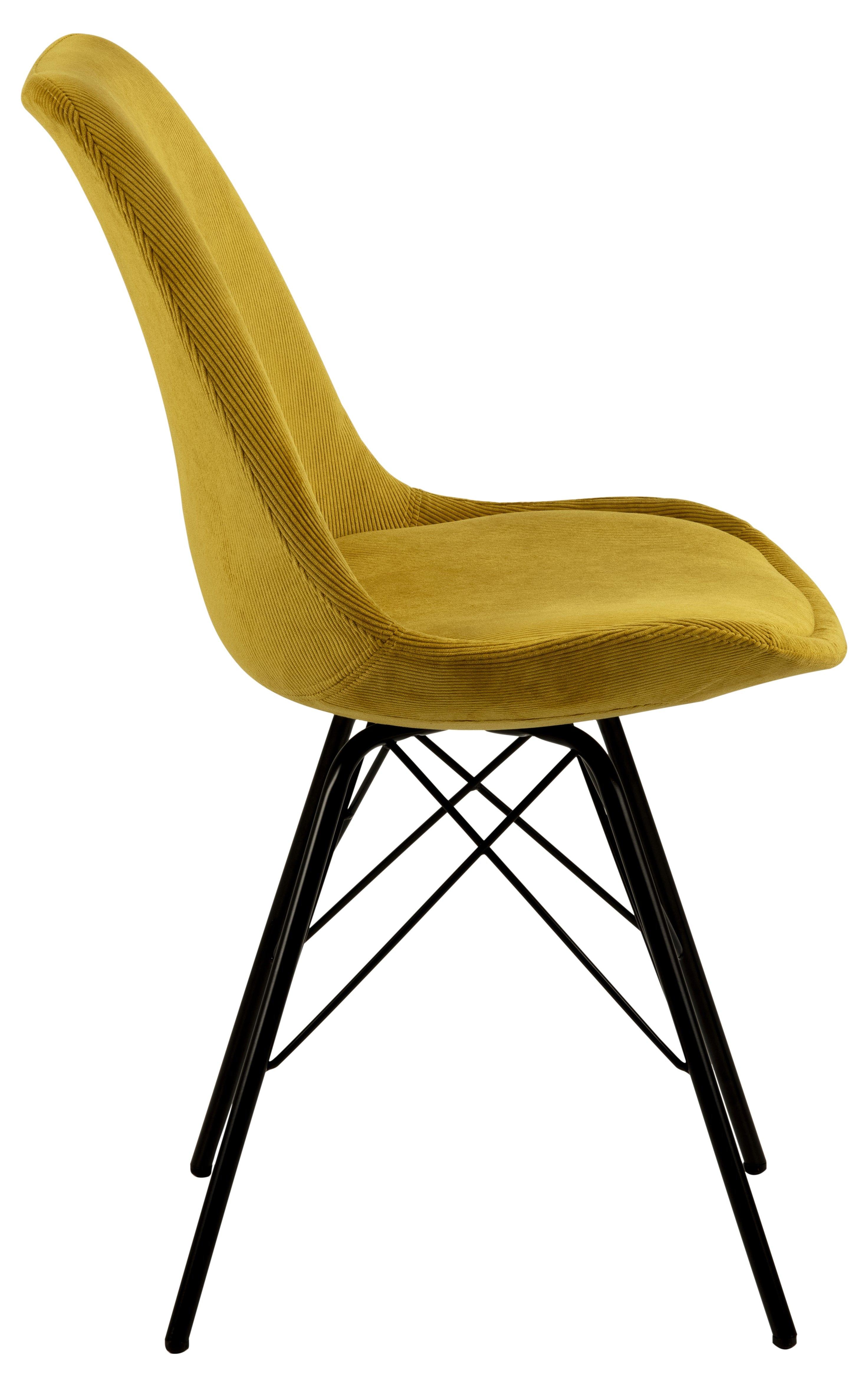 Krzesło NILS żółty sztruksowy z czarną podstawą Actona    Eye on Design