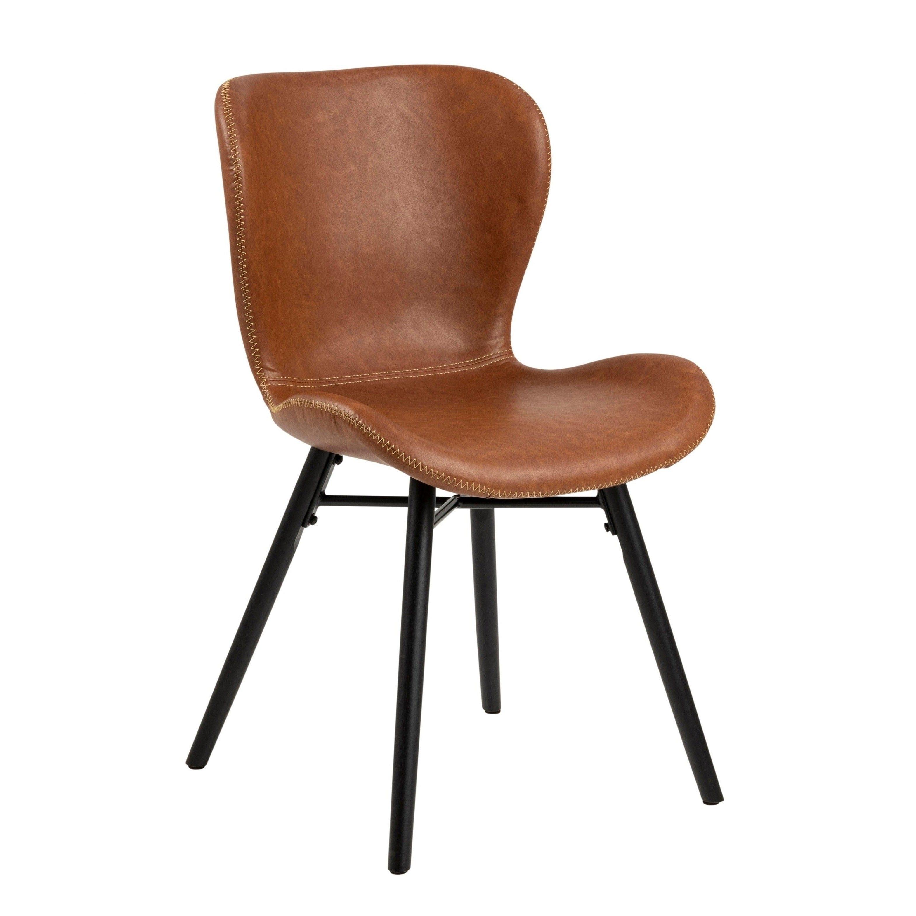 Krzesło skórzane BJORN brandy z czarną podstawą Actona    Eye on Design