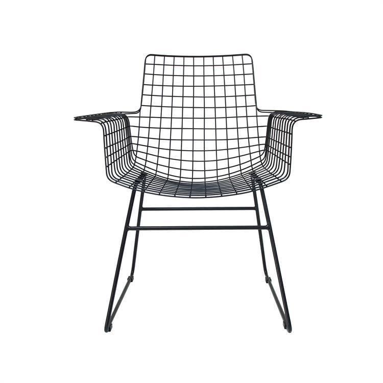 Krzesło z podłokietnikami WIRE czarny, HKliving, Eye on Design