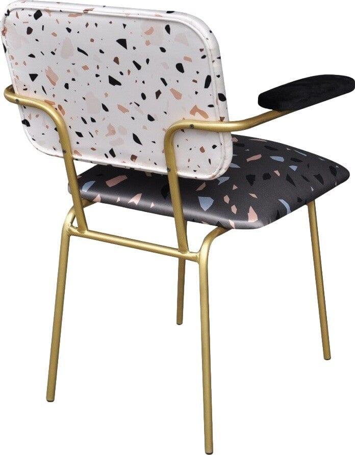 Krzesło z podłokietnikami TERRAZZO ze złotą podstawą Happy Barok    Eye on Design