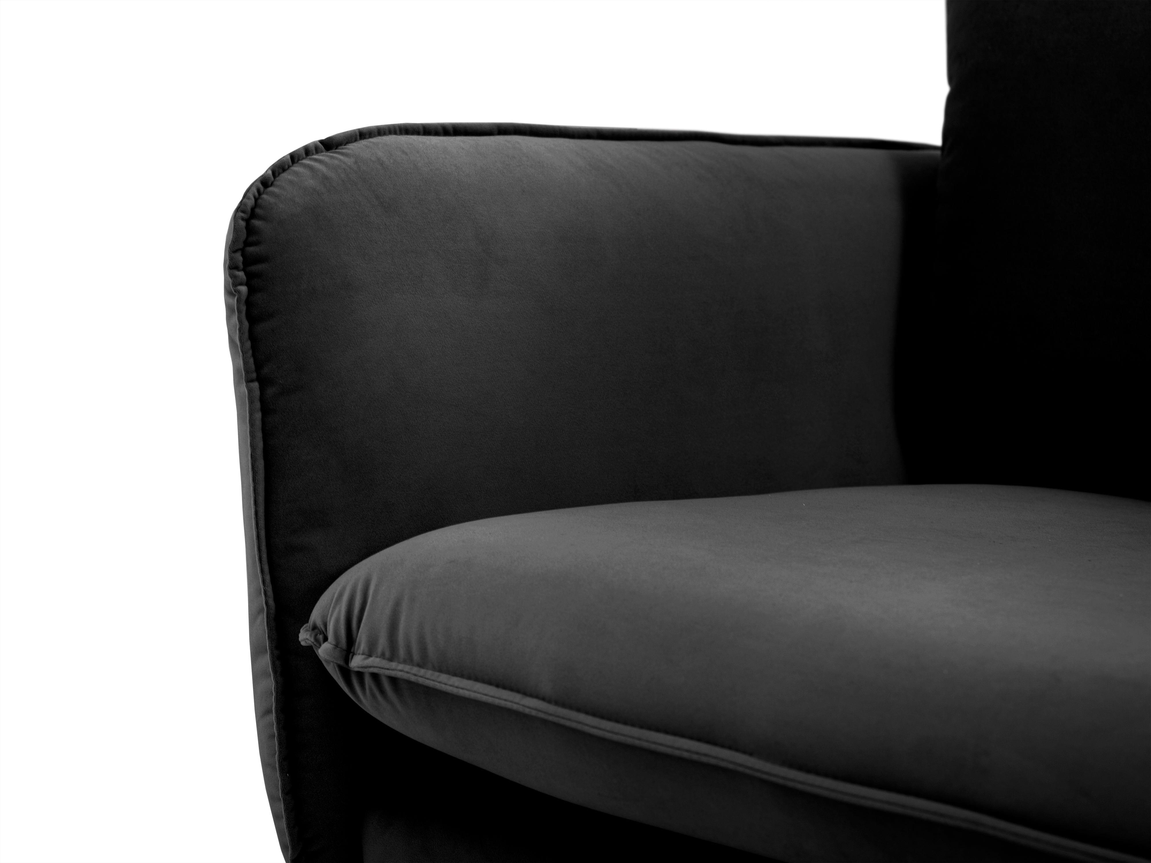 Sofa aksamitna 2-osobowa VIENNA czarny z czarną podstawą Cosmopolitan Design    Eye on Design