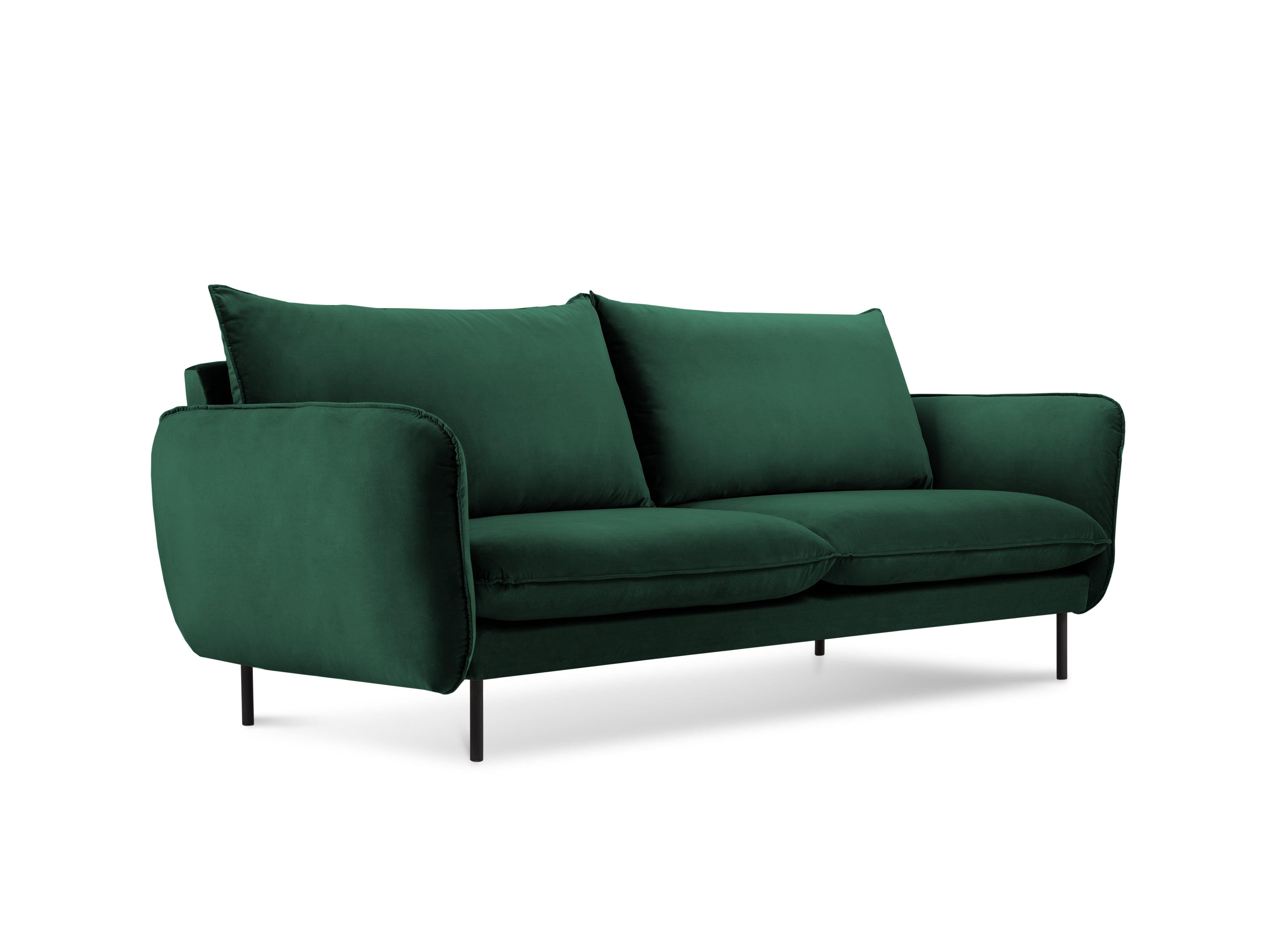 Sofa aksamitna 2-osobowa VIENNA zielony z czarną podstawą Cosmopolitan Design    Eye on Design