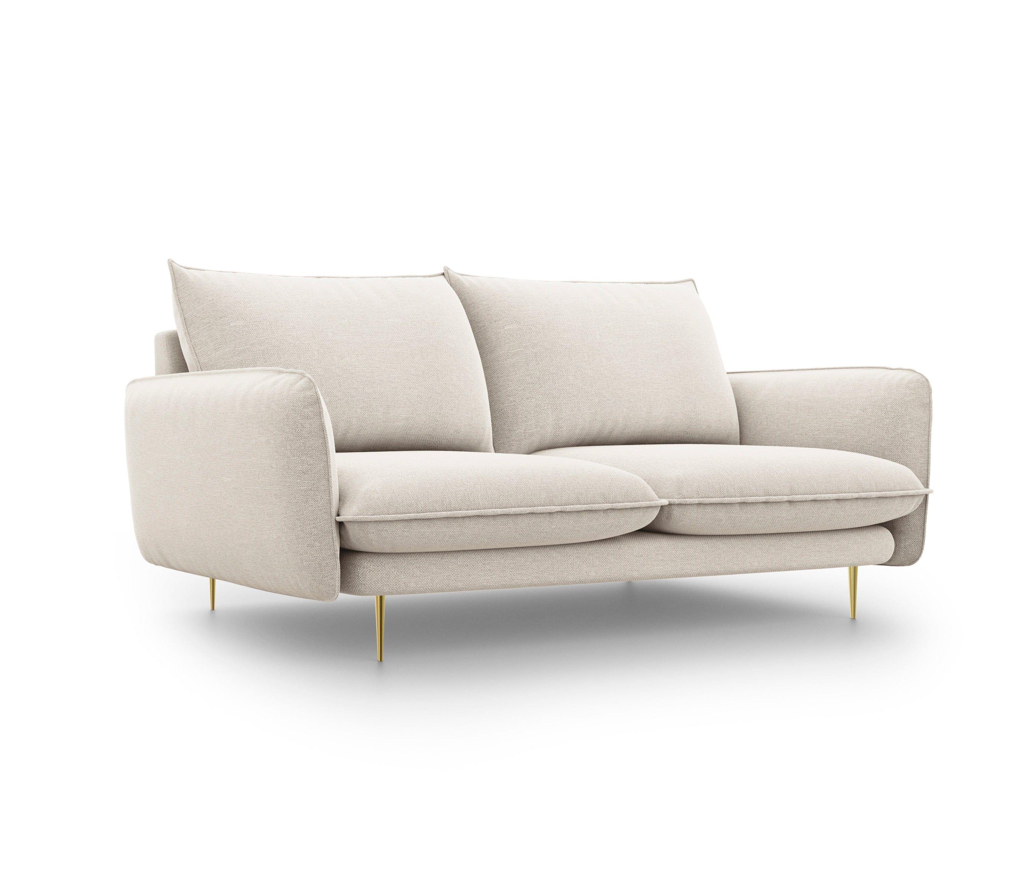 Sofa 2-osobowa VIENNA piaskowy ze złotą podstawą Cosmopolitan Design    Eye on Design