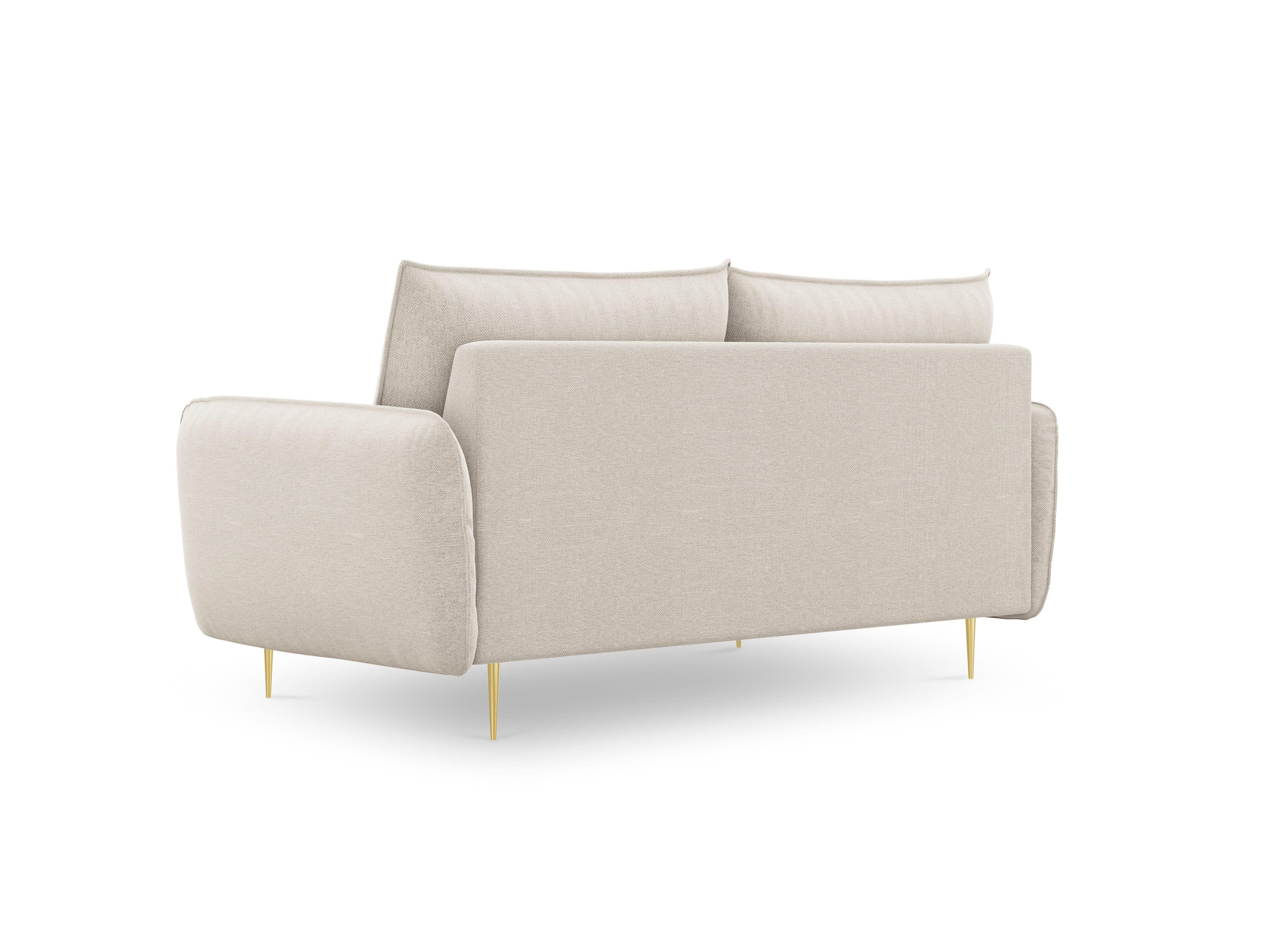 Sofa 2-osobowa VIENNA piaskowy ze złotą podstawą Cosmopolitan Design    Eye on Design