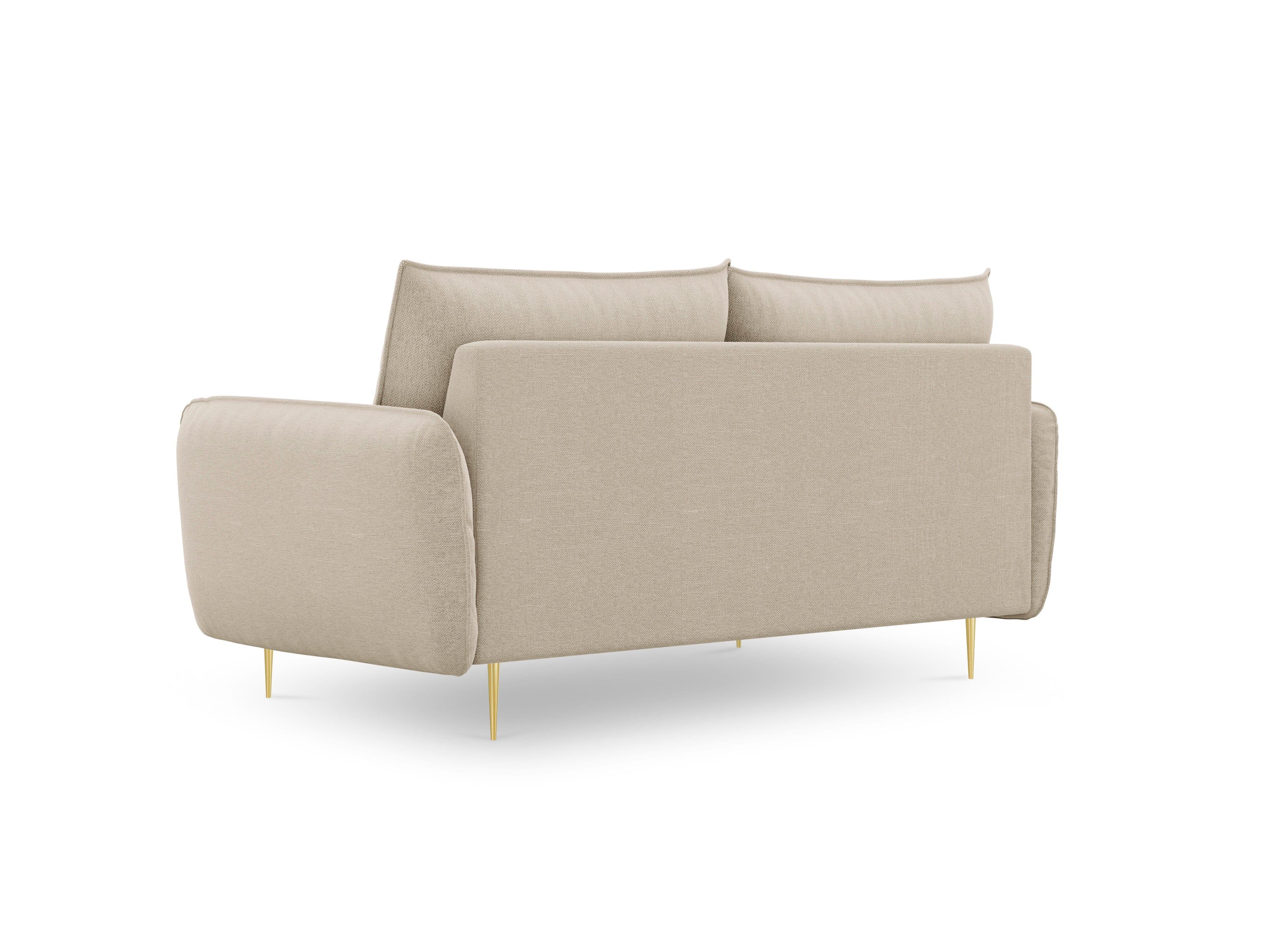 Sofa 2-osobowa VIENNA beżowy ze złotą podstawą Cosmopolitan Design    Eye on Design