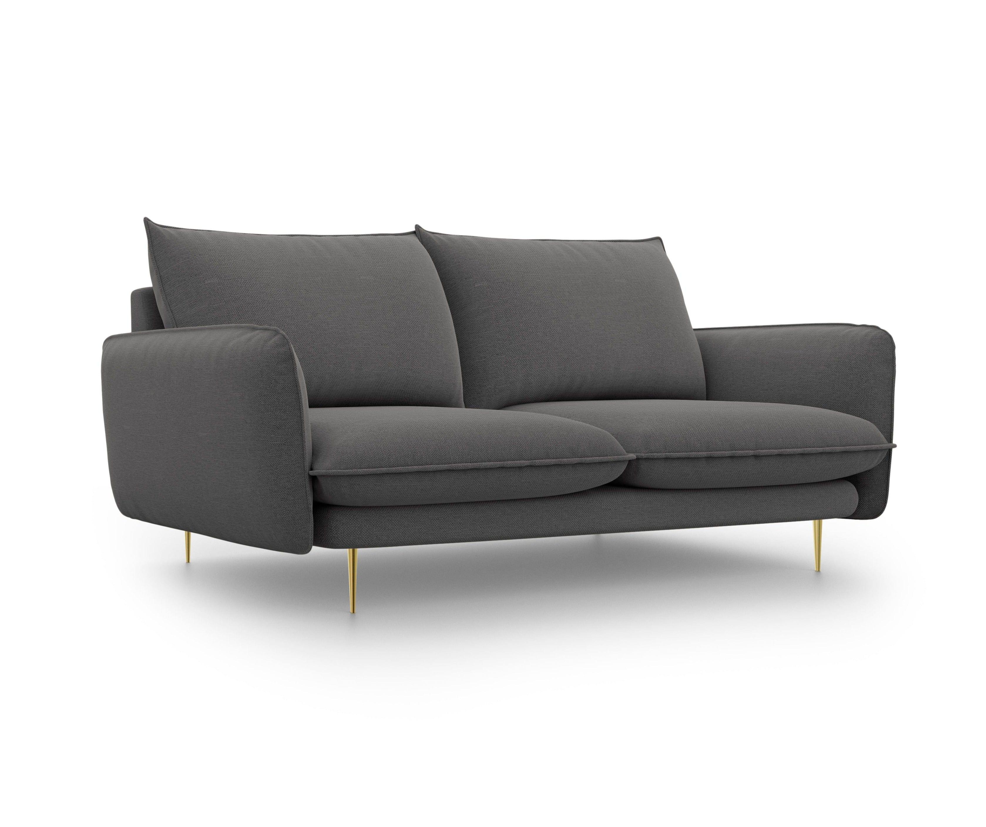 Sofa 2-osobowa VIENNA ciemnoszary ze złotą podstawą Cosmopolitan Design    Eye on Design