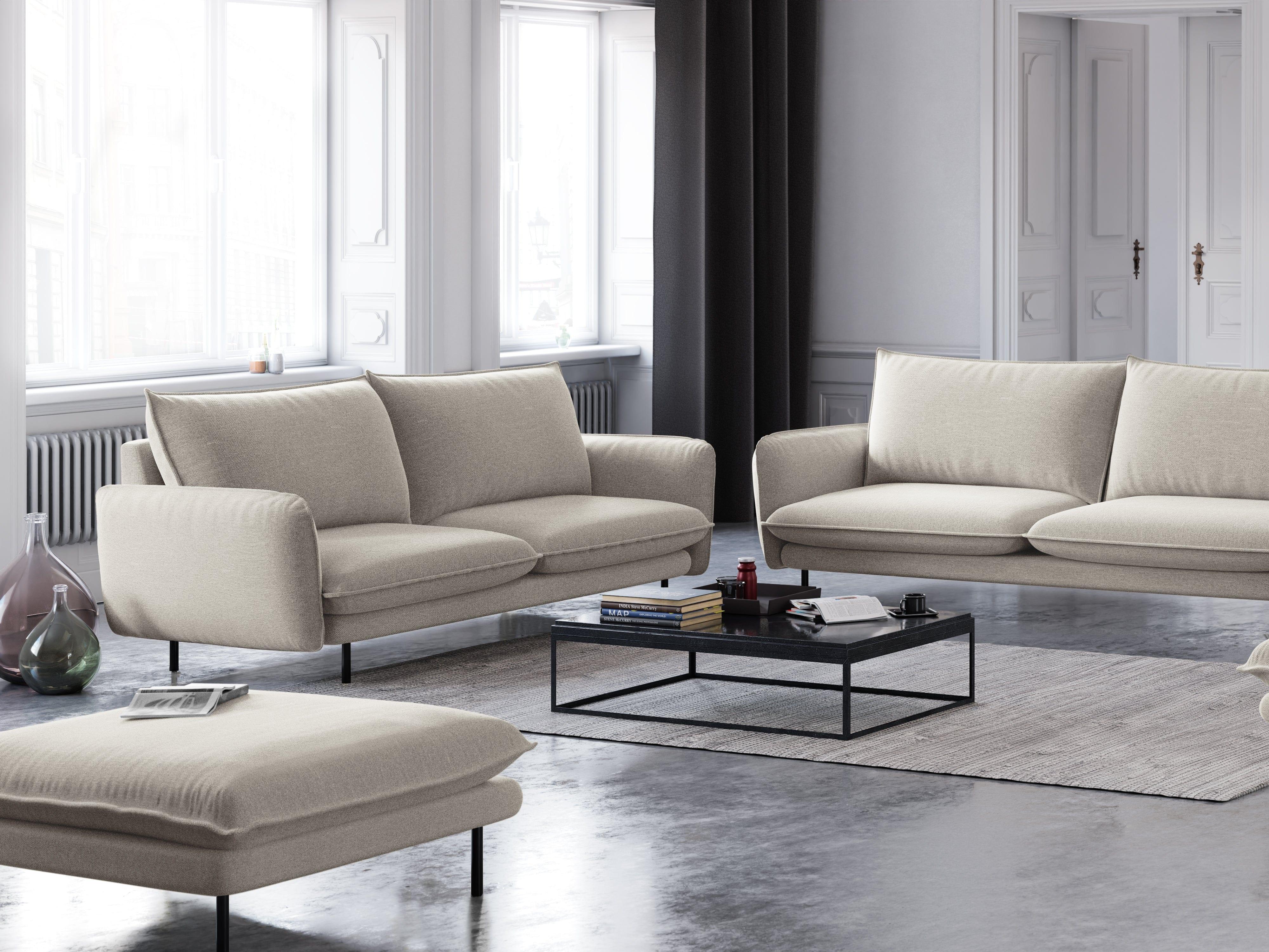 Sofa 2-osobowa VIENNA piaskowy z czarną podstawą Cosmopolitan Design    Eye on Design