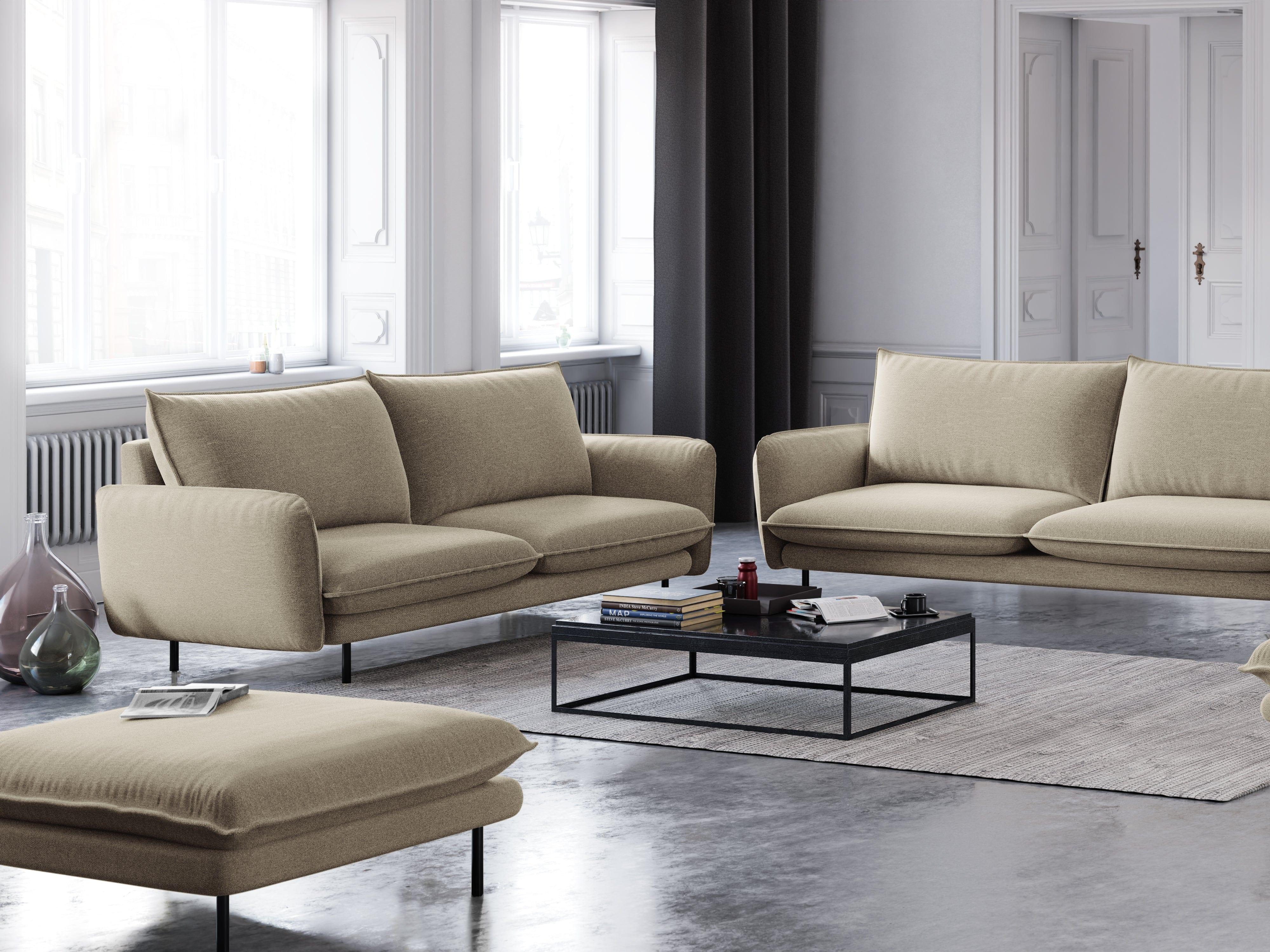 Sofa 2-osobowa VIENNA beżowy z czarną podstawą Cosmopolitan Design    Eye on Design