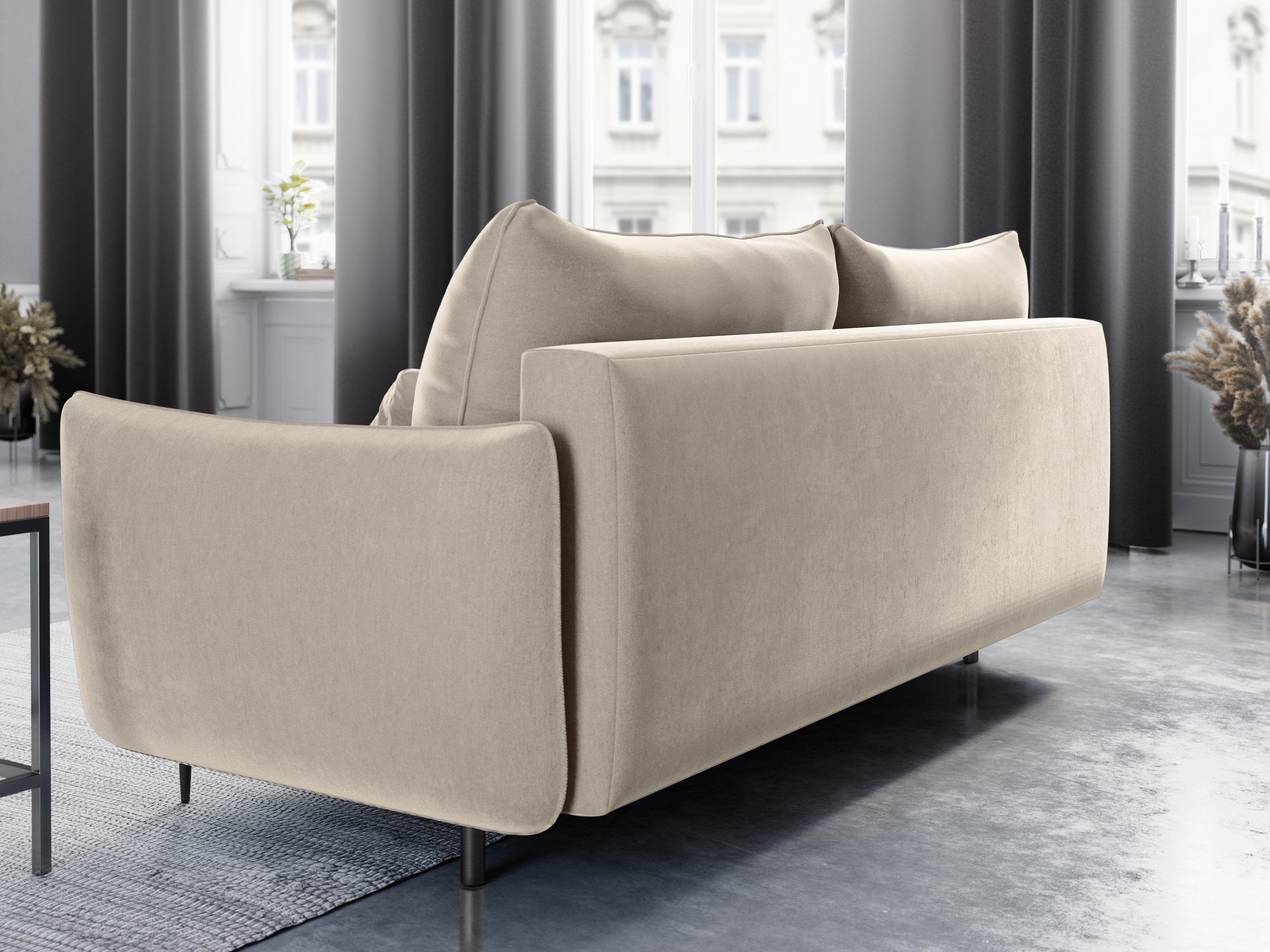 Sofa aksamitna z funkcją spania VERMONT beżowy Cosmopolitan Design    Eye on Design